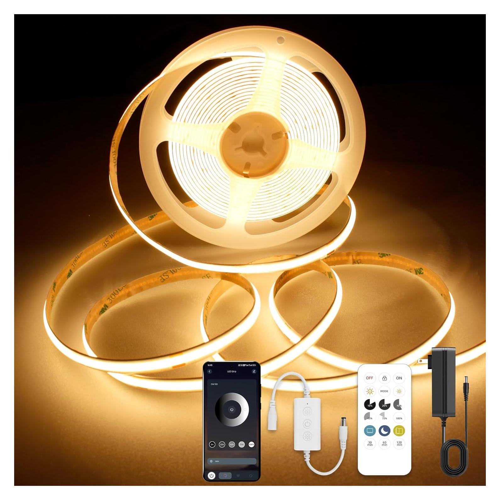 Tira de Luz LED COB 3m AXMOTUT 2700K Regulable con App