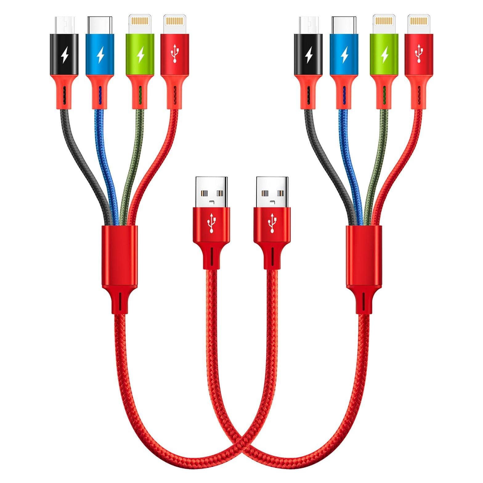 Cable de Carga 4 en 1 Minlu 1 Pie USB-C, Micro USB, iP
