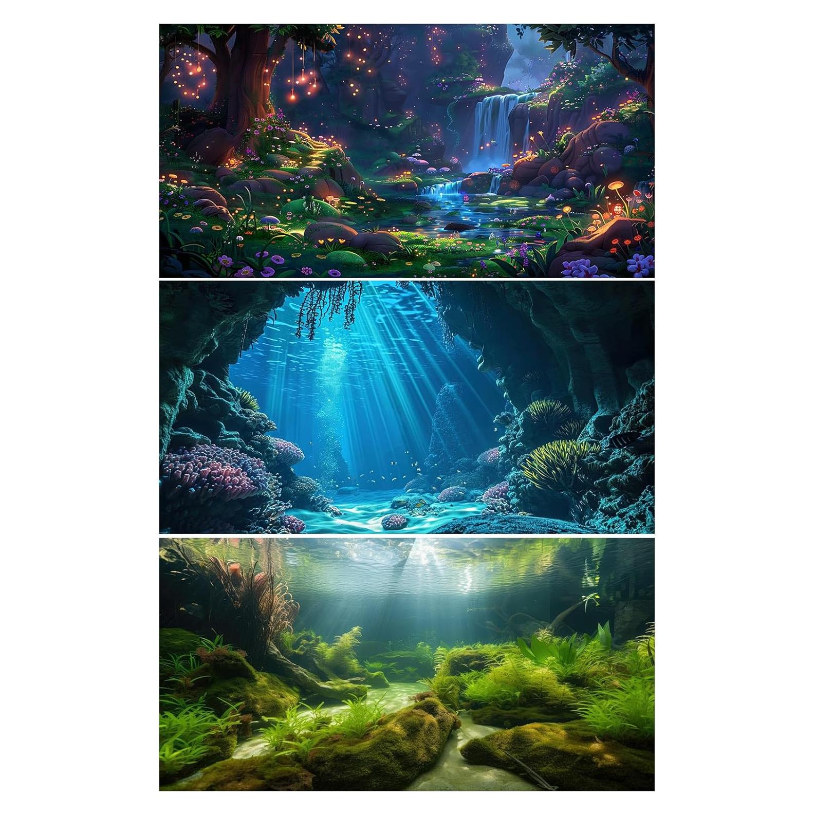 Fondo de Acuario Vinilo 90x45 cm Riivvdise - 3 Diseños