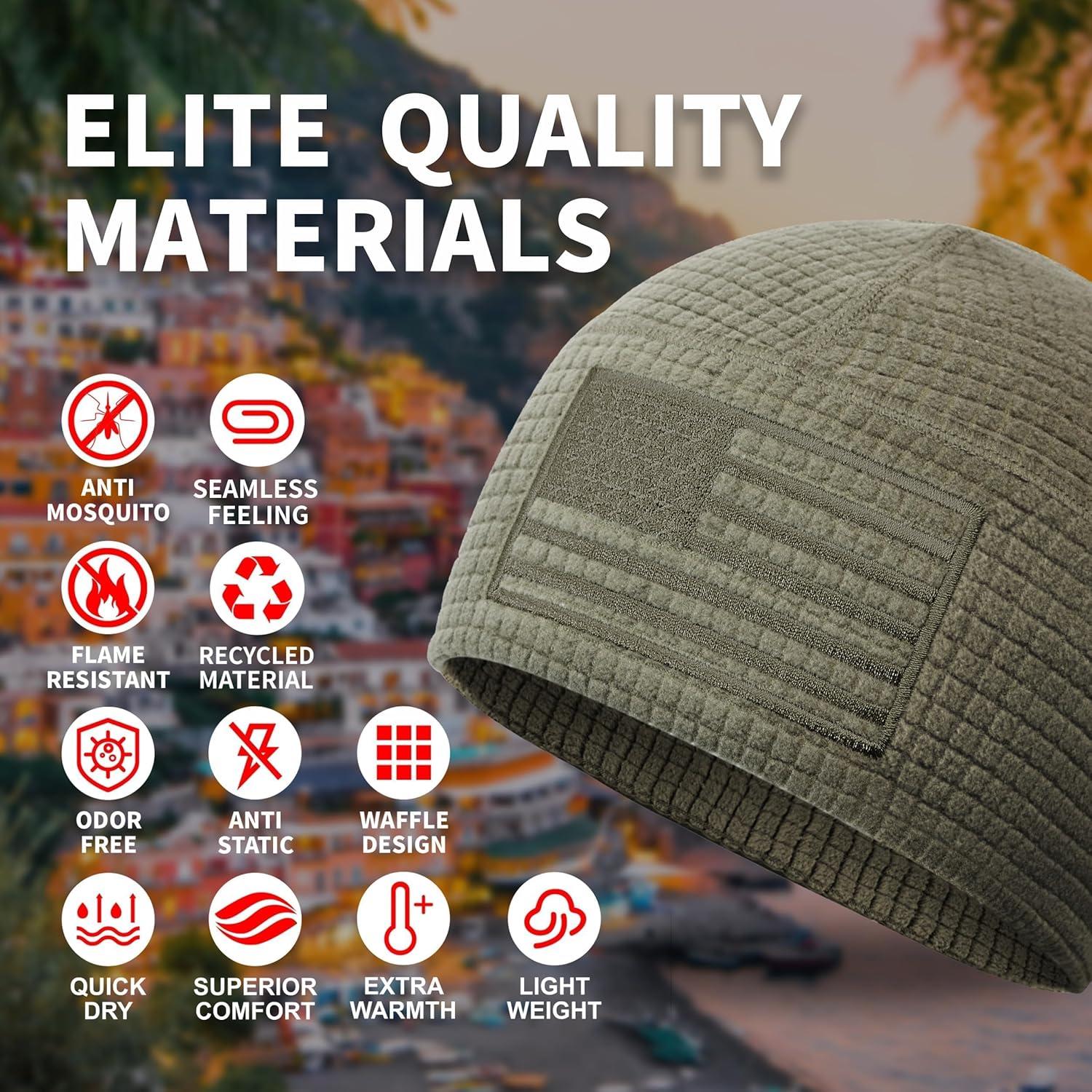 Gorro Táctico de Forro Polar Grid con Bandera Americana - Oliva Militar