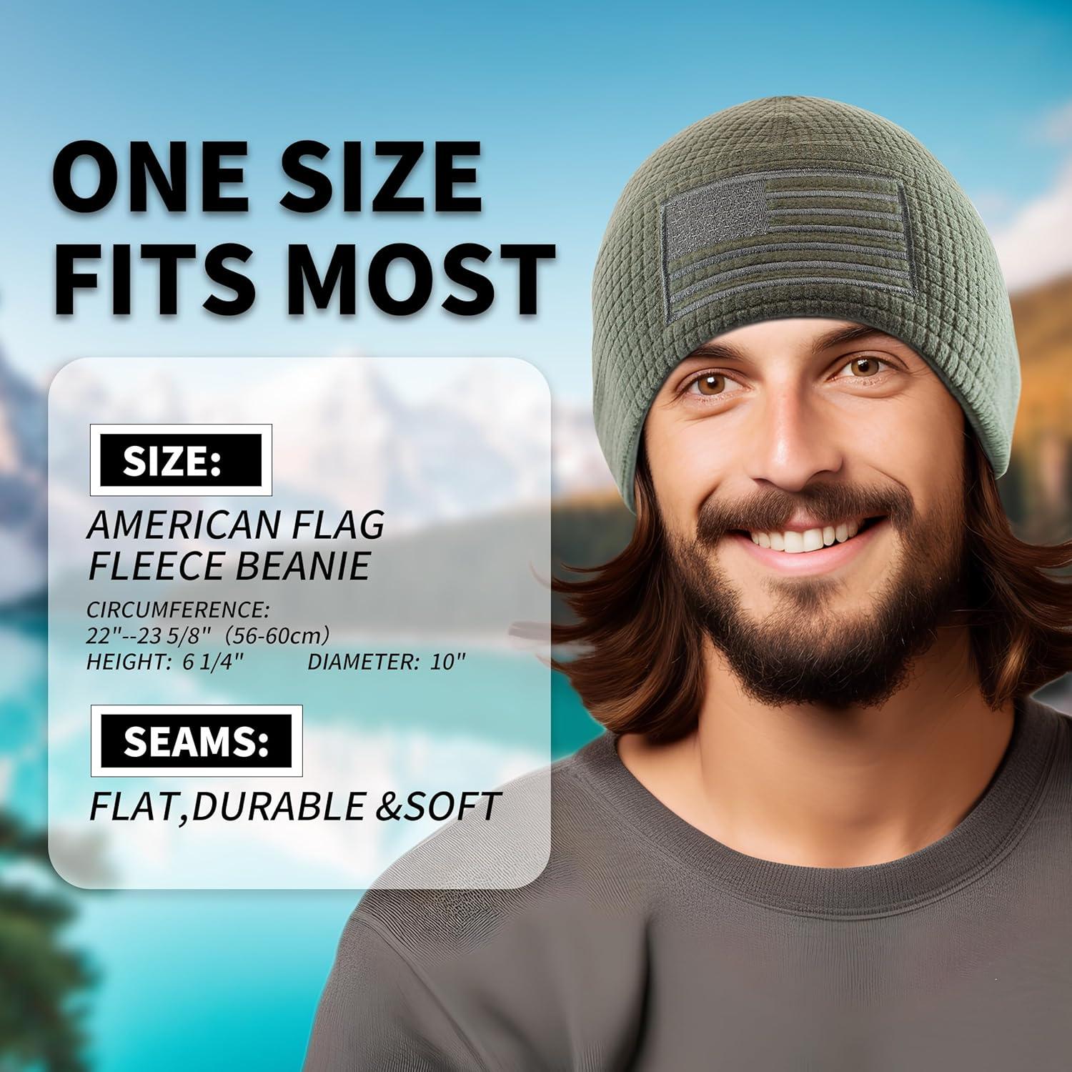 Gorro Táctico de Forro Polar Grid con Bandera Americana - Oliva Militar