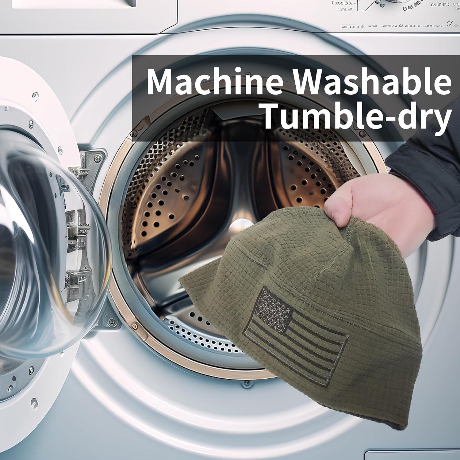 Gorro Táctico de Forro Polar Grid con Bandera Americana - Oliva Militar