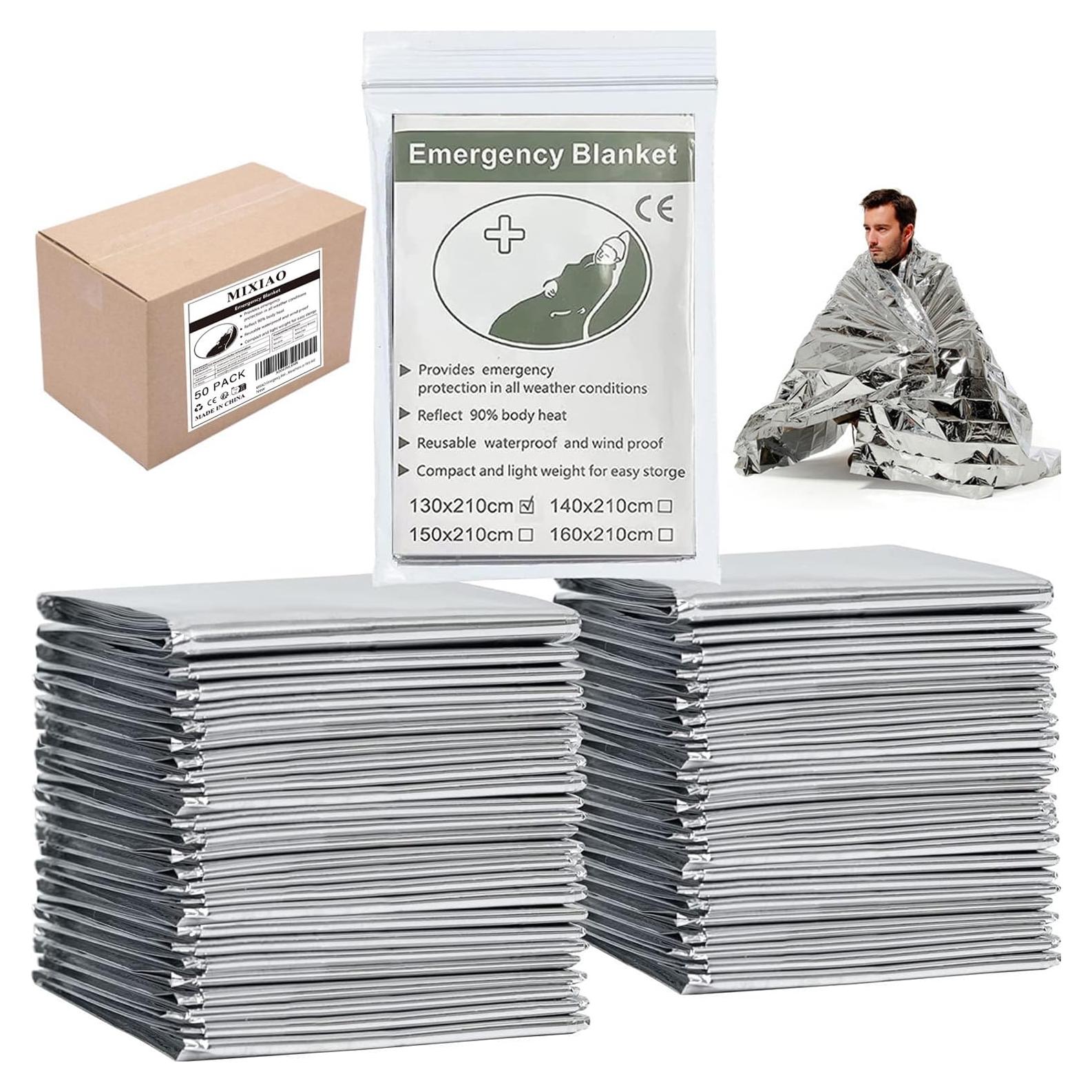 Manta de Emergencia Mylar MIXIAO - Paquete de 50 Unidades