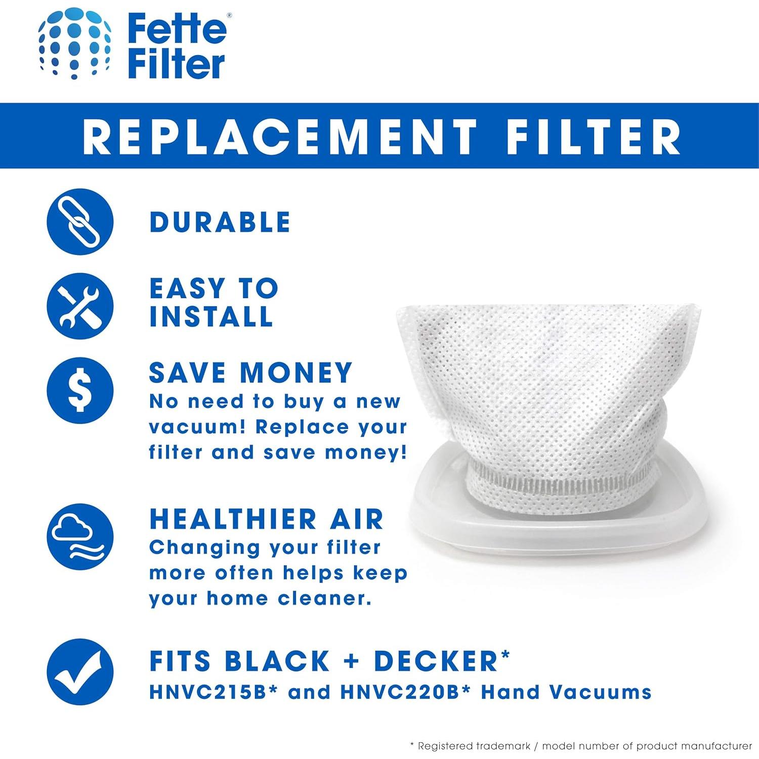 Filtros de Reemplazo Fette Filter para Aspiradora Black and Decker HNVCF10 - Paquete de 3