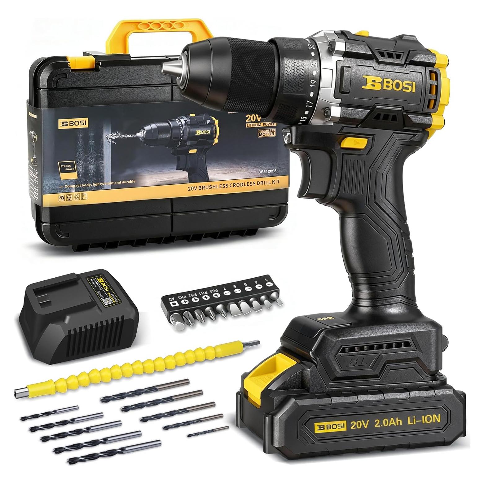 Taladro Inalámbrico BOSI 20V Motor Sin Escobillas 90Nm