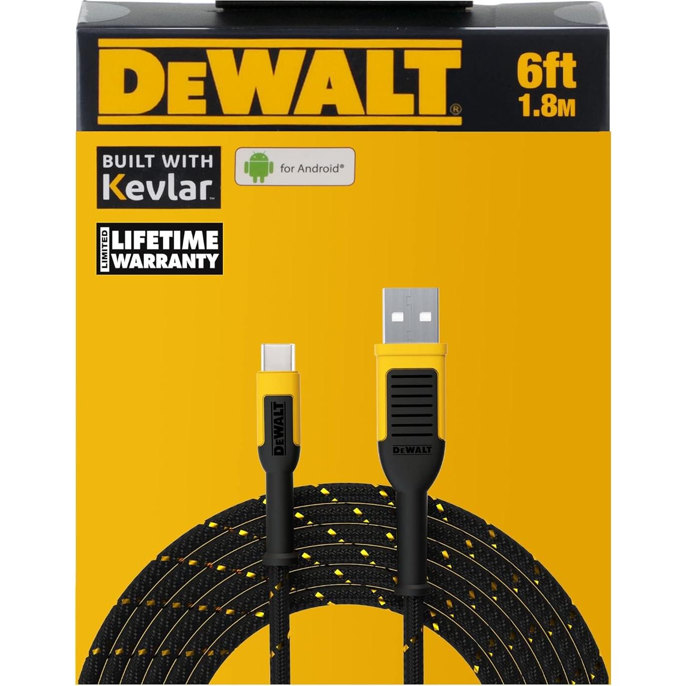 Cable USB A a USB C DEWALT 1.83 m alta resistencia