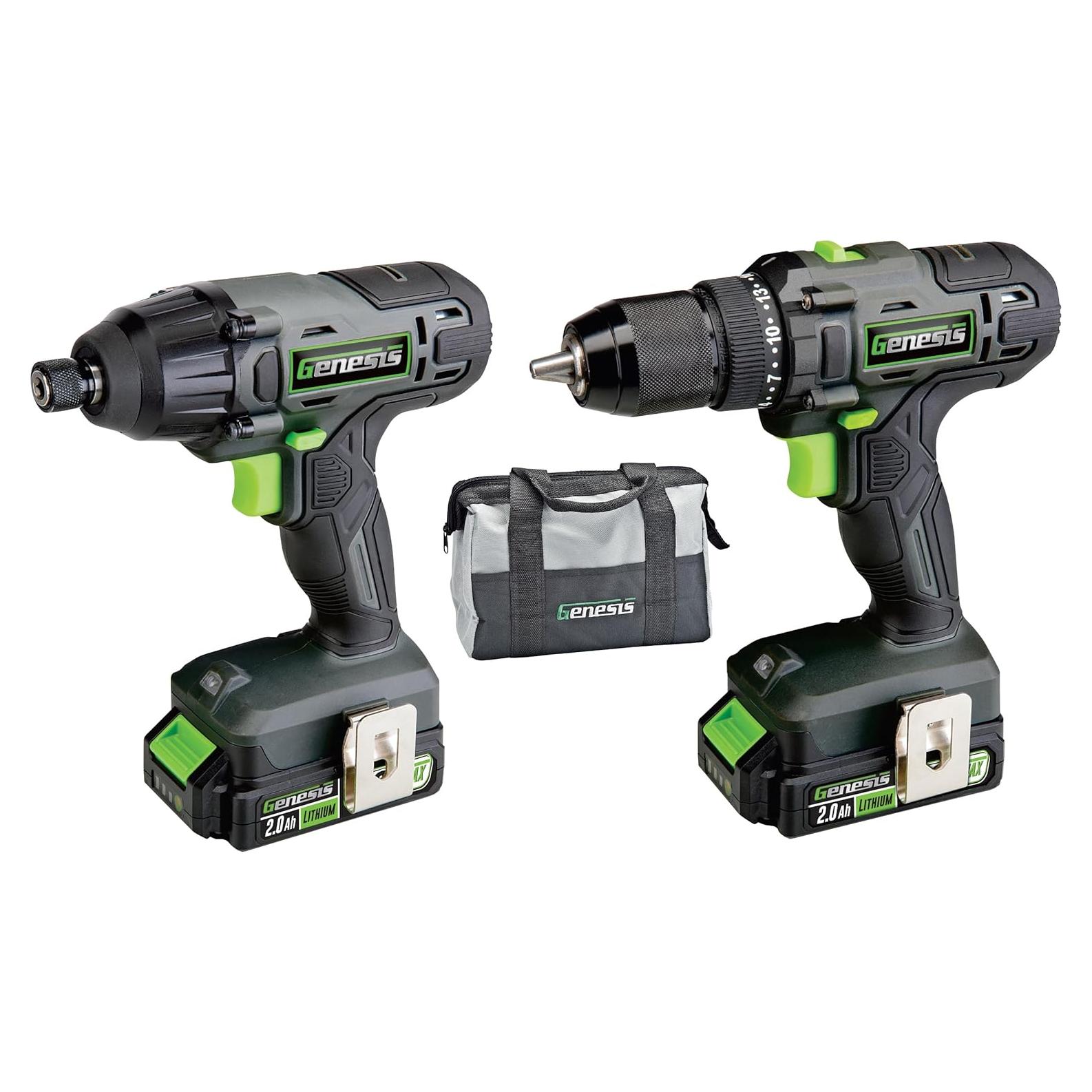 Kit Taladro Atornillador Genesis G20MAX 20V 450 in-lb 2 Baterías