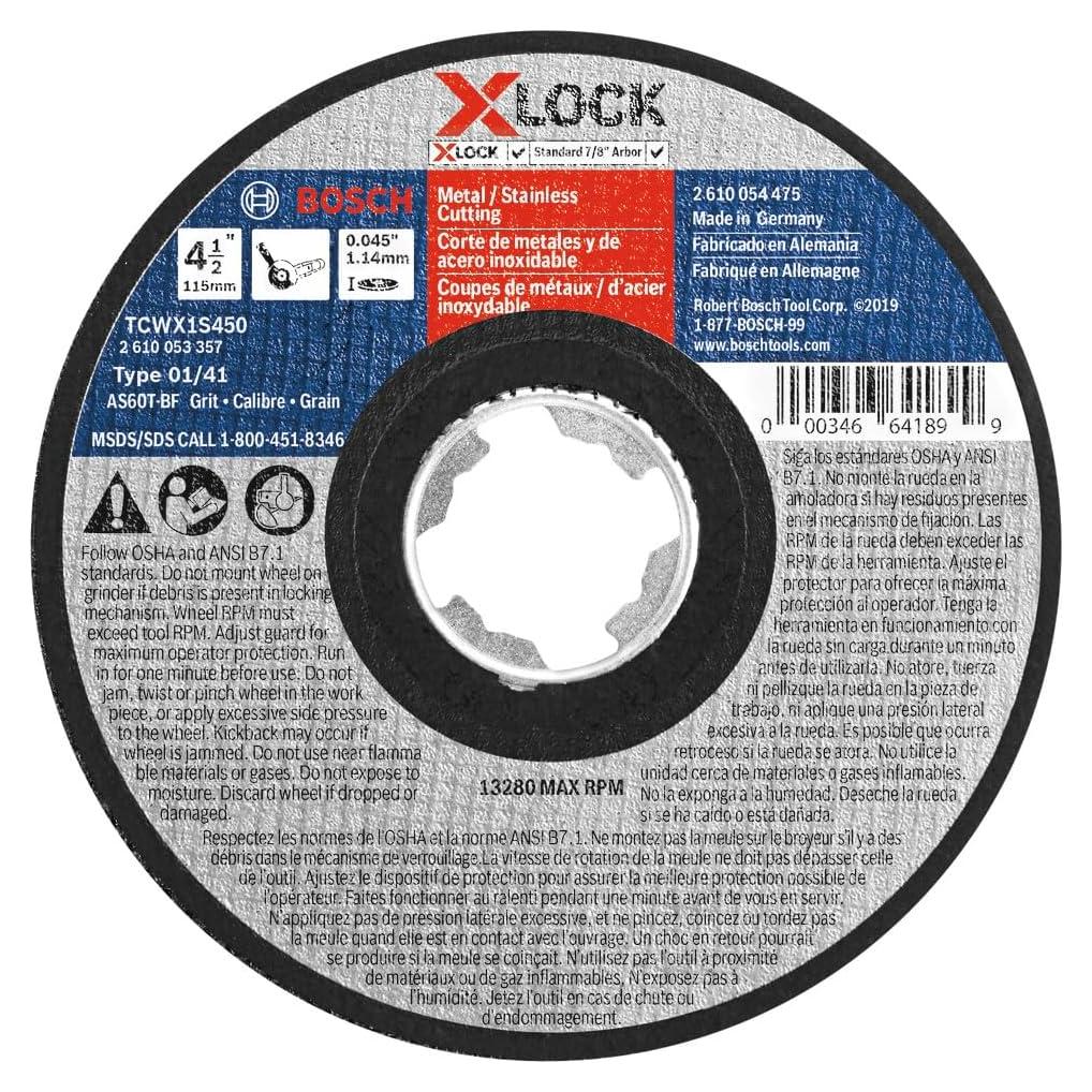 Rueda Abrasiva Bosch X-LOCK 4.5" 60 Grit Metal Cortar