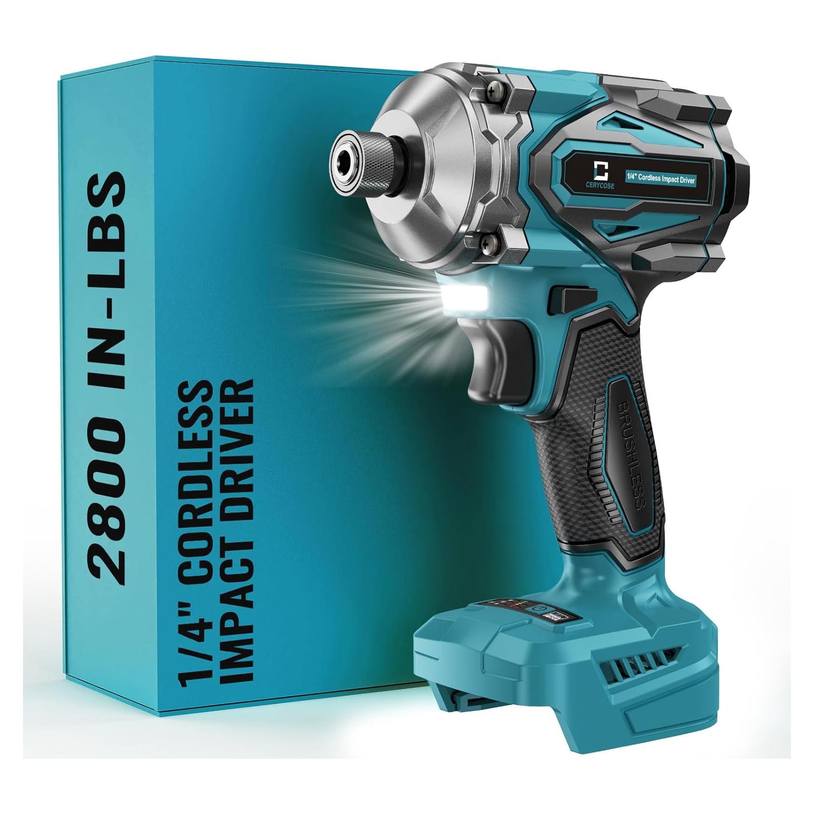 Destornillador de impacto inalámbrico Cerycose 18V 2800 Nm 5 velocidades