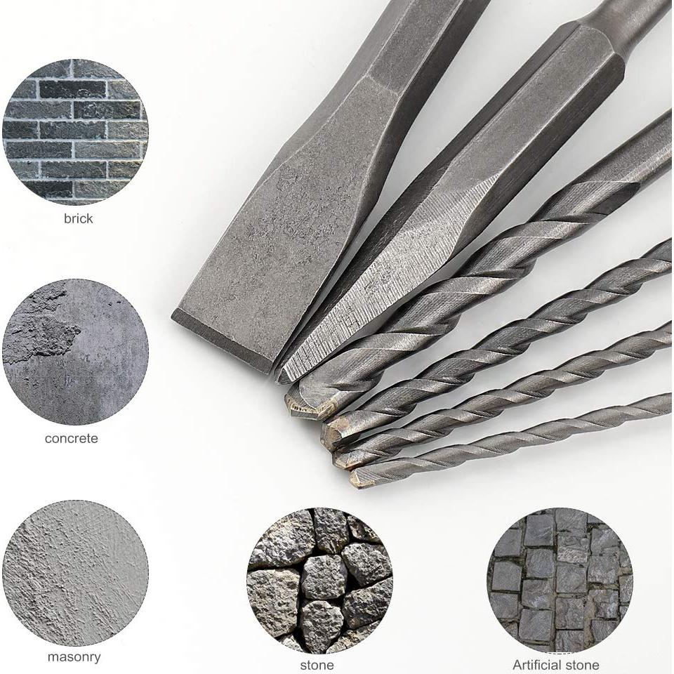 Juego de Brocas y Cinceles COMOWARE SDS Plus 6 Piezas