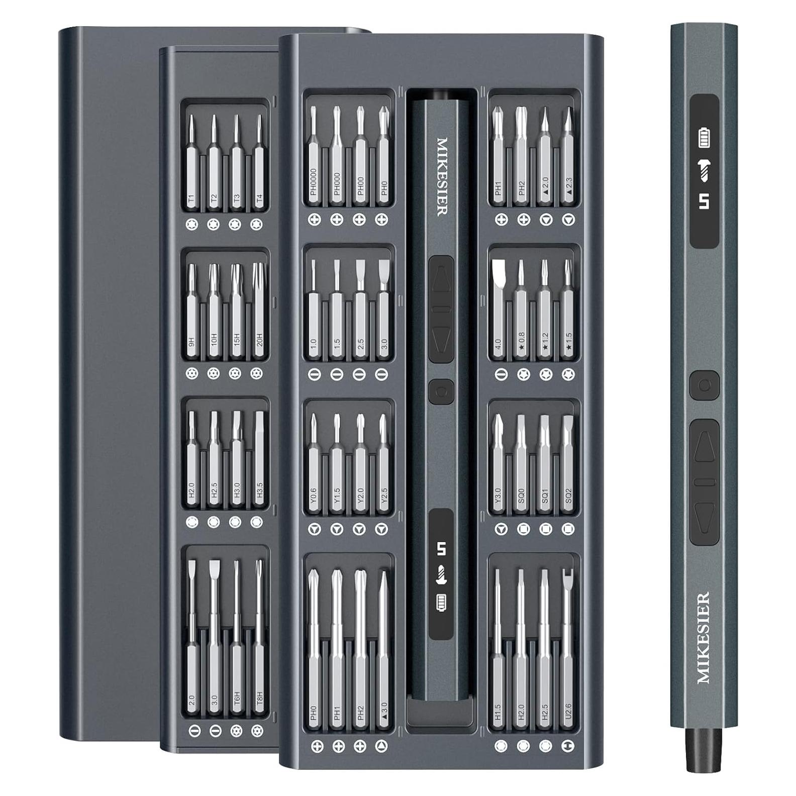 Destornillador Eléctrico Mini MIKESIER 3.7V 64 Puntas Magnéticas