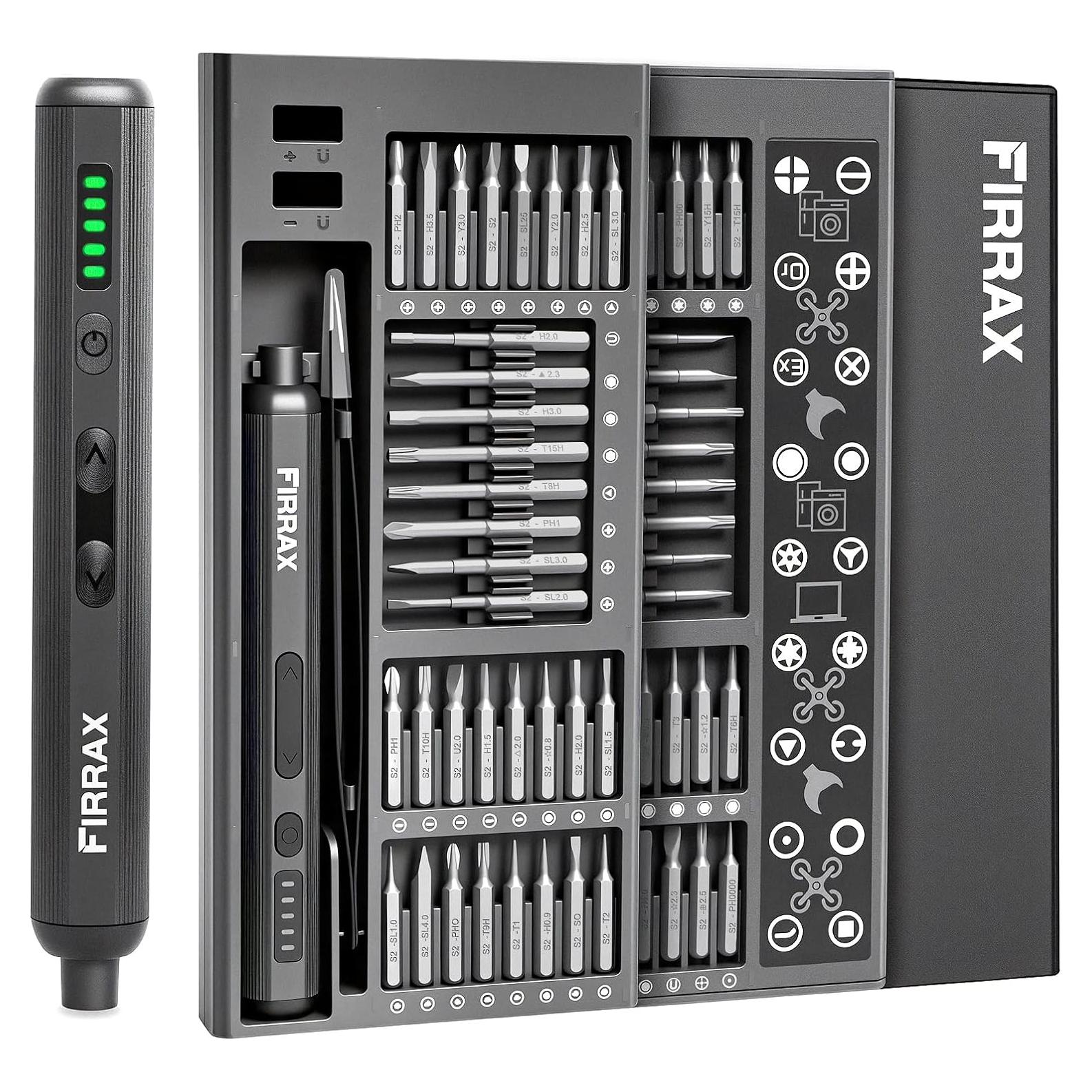 Destornillador Eléctrico FIRRAX 76-en-1 con Luz LED y 64 Puntas