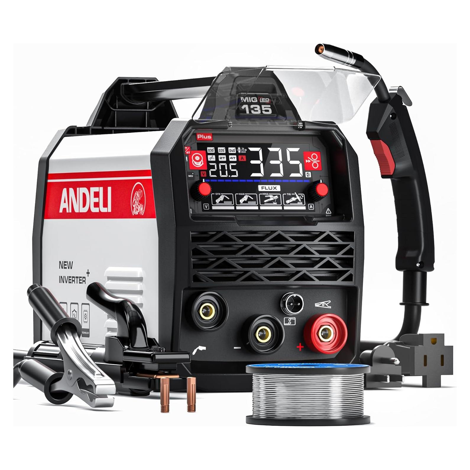 Soldador MIG ANDELI 135A Doble Voltaje 110V/220V Sin Gas