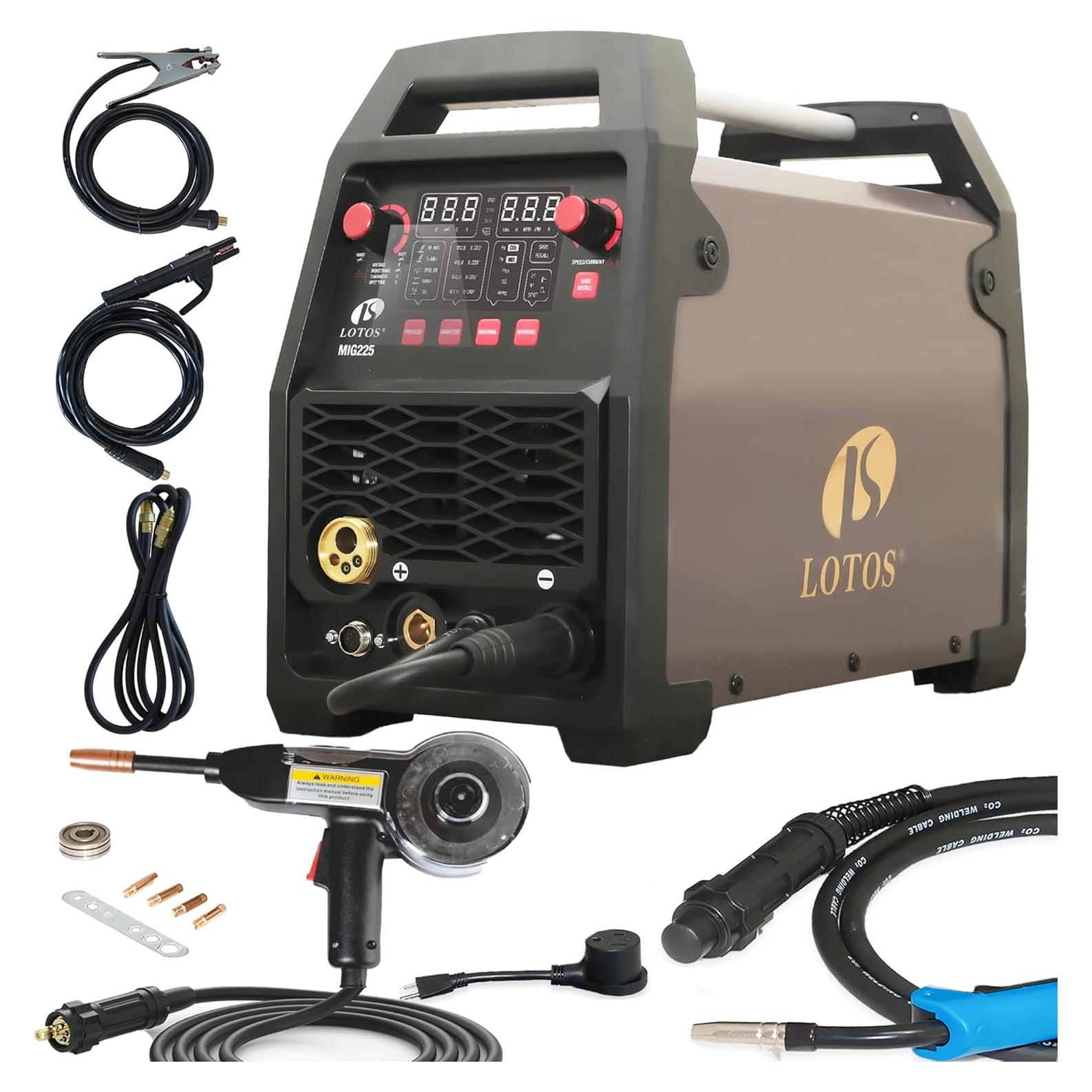 Soldador MIG 225A LOTOS MIG225SP 6 en 1 Doble Voltaje 110/220V