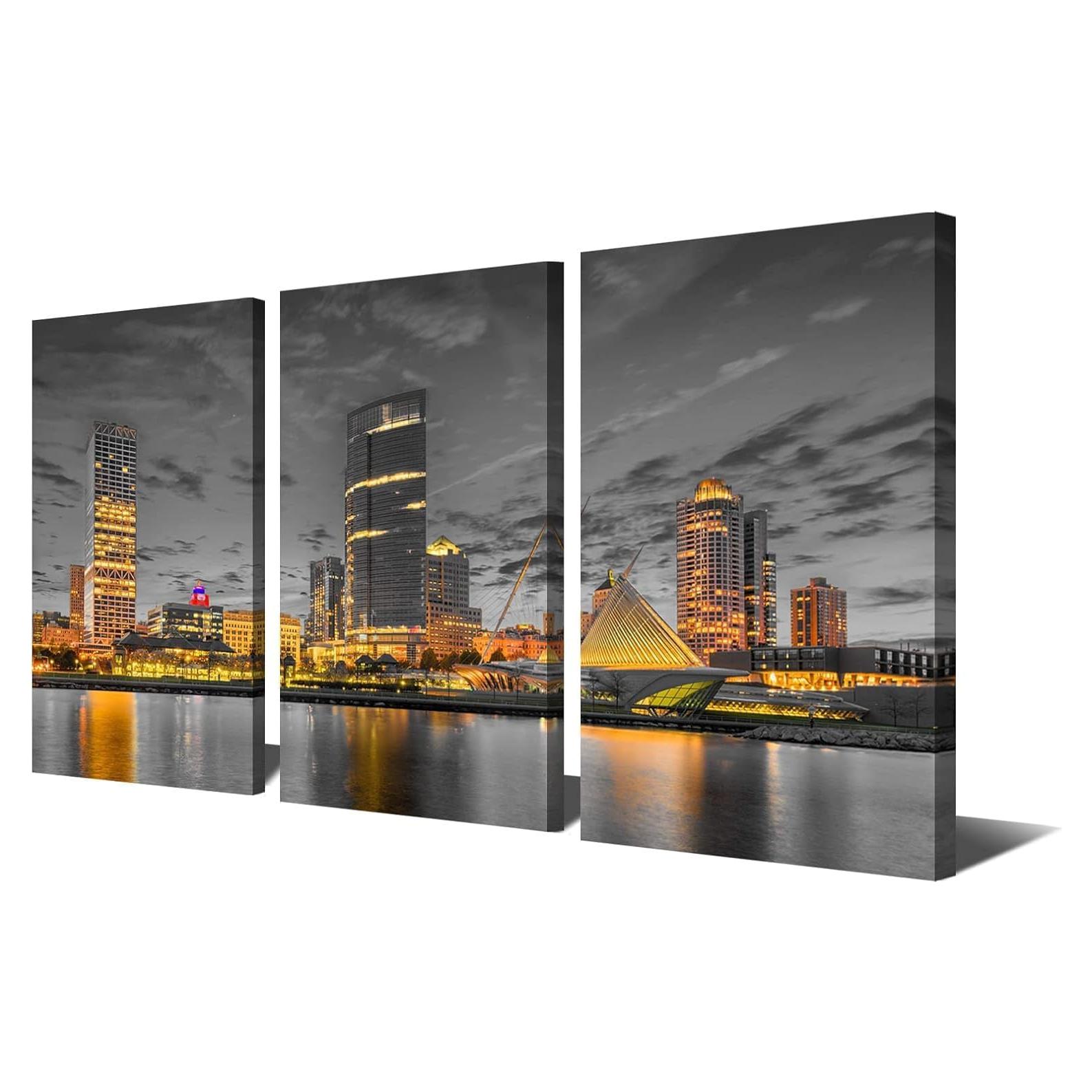 Arte de Pared Lienzo Milwaukee Skyline 137x76 cm Arnlrdya