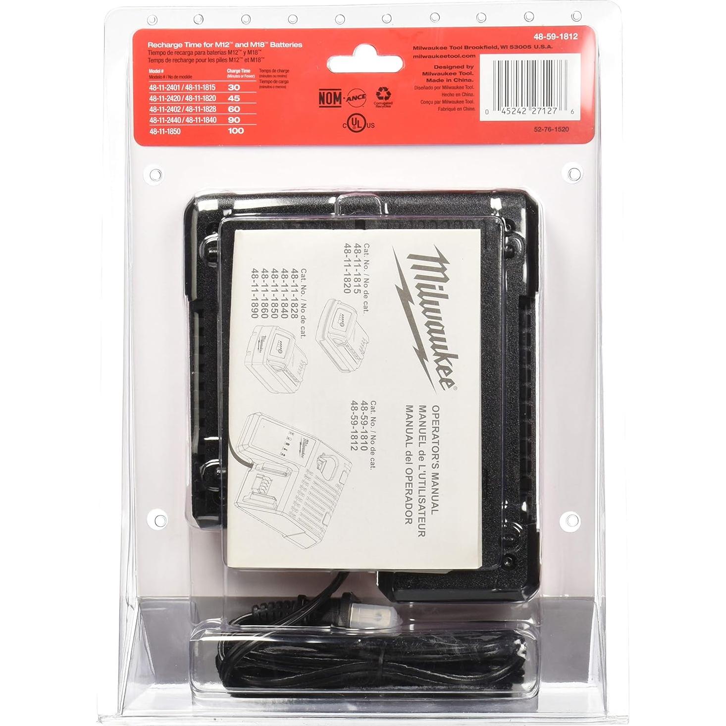 Cargador de Batería Milwaukee 48-59-1812 12V/18V Multivoltaje