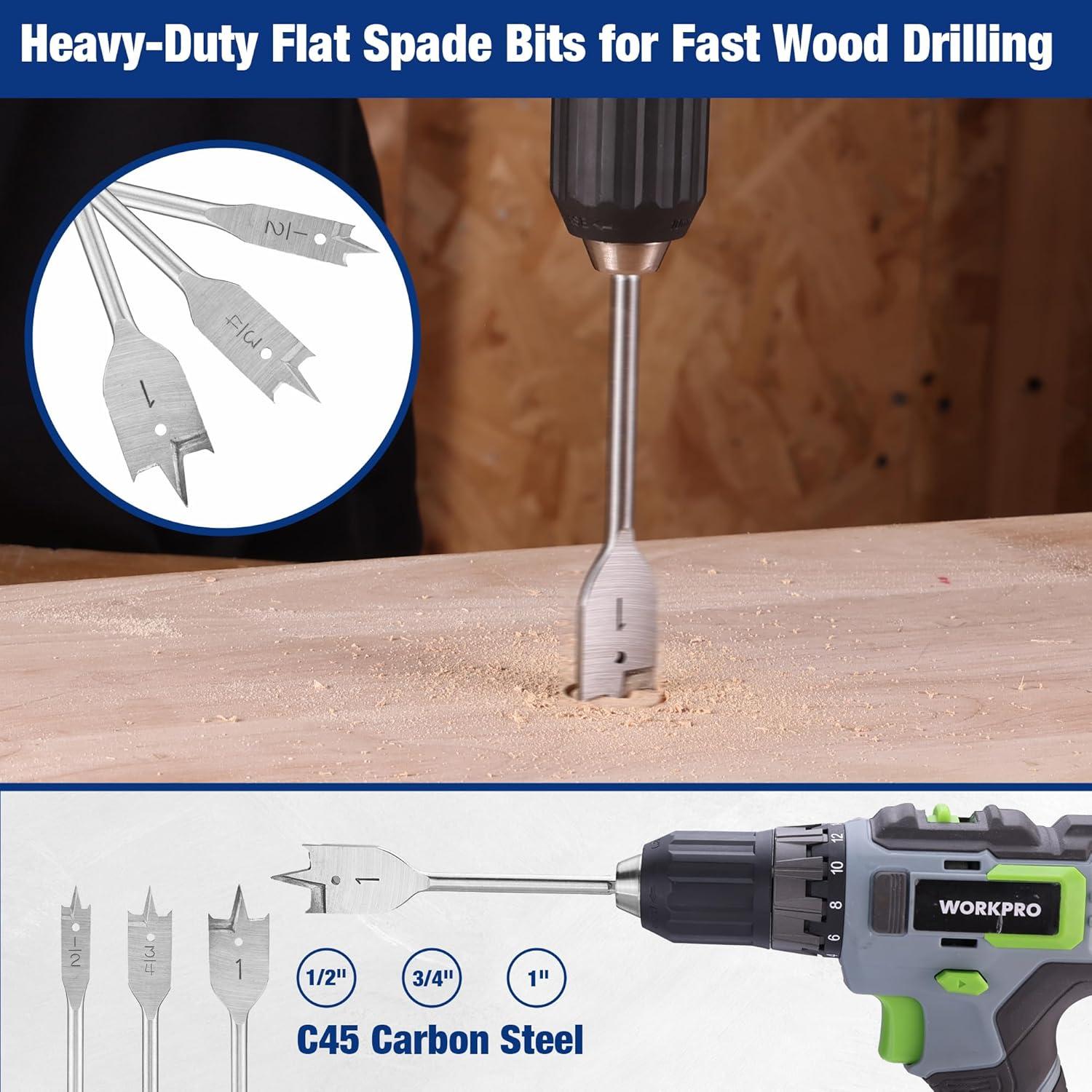 Juego de Brocas WORKPRO 66 Piezas para Madera y Metal