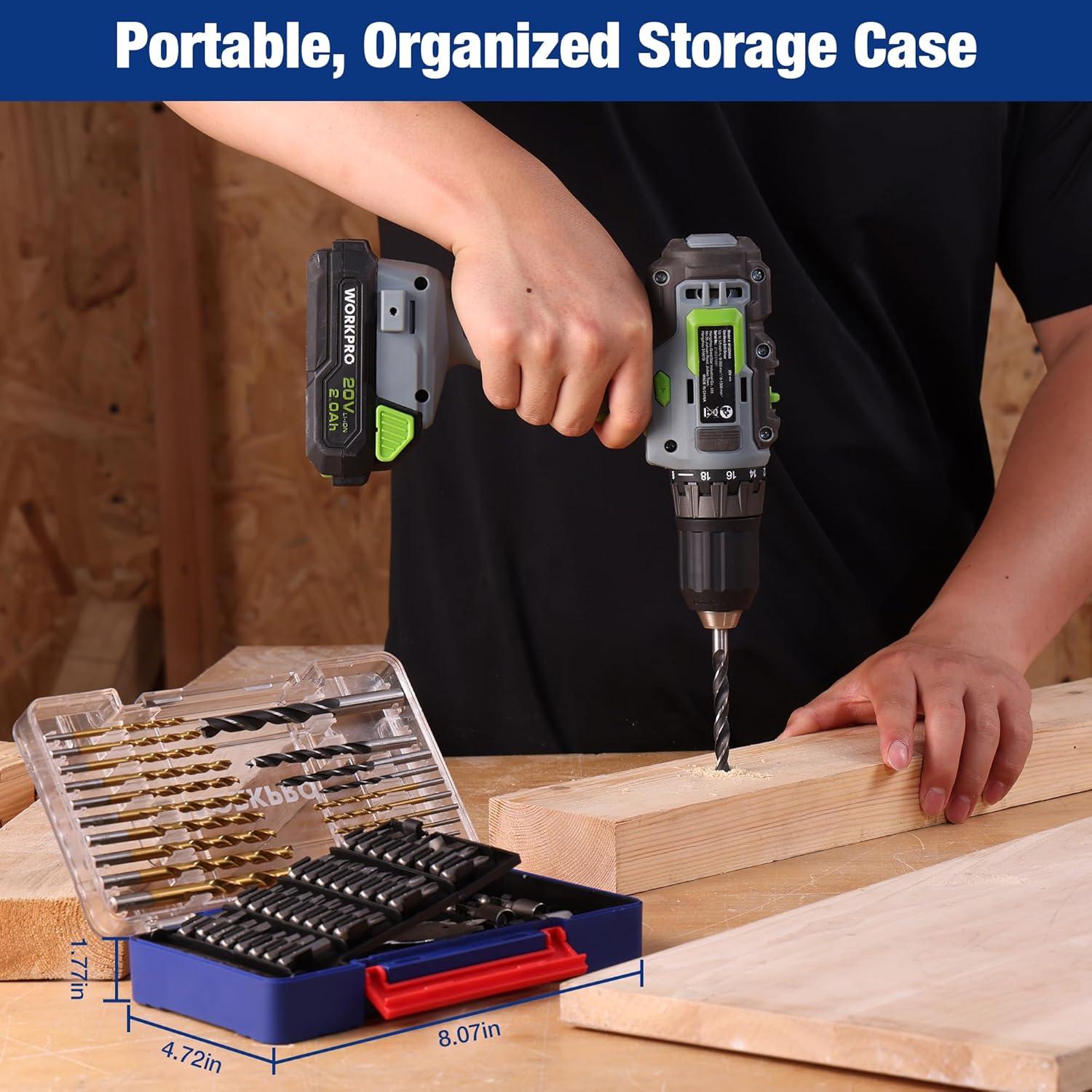 Juego de Brocas WORKPRO 66 Piezas para Madera y Metal