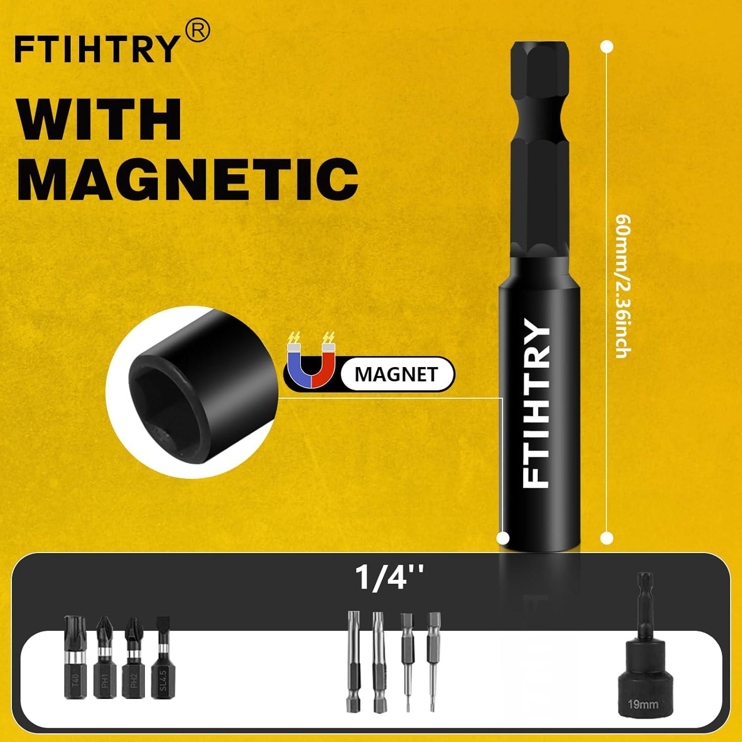 Soporte de Broca Magnético FTIHTRY 60mm 100mm 150mm 9pcs