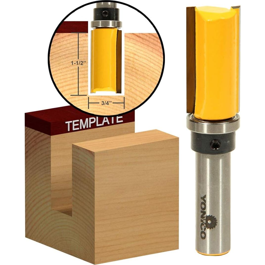 Conjunto de 4 Bits de Router Yonico 3/4" Diámetro Eje 1/2"