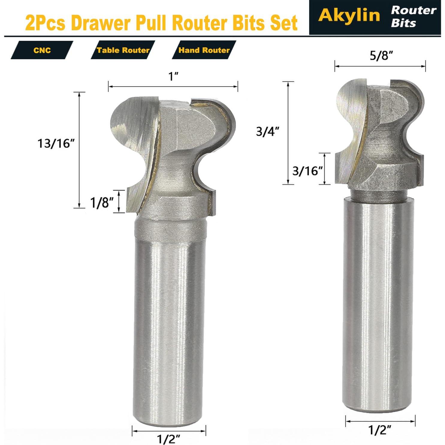Juego de 2 fresas para tiradores Akylin 1/2" vástago carburo