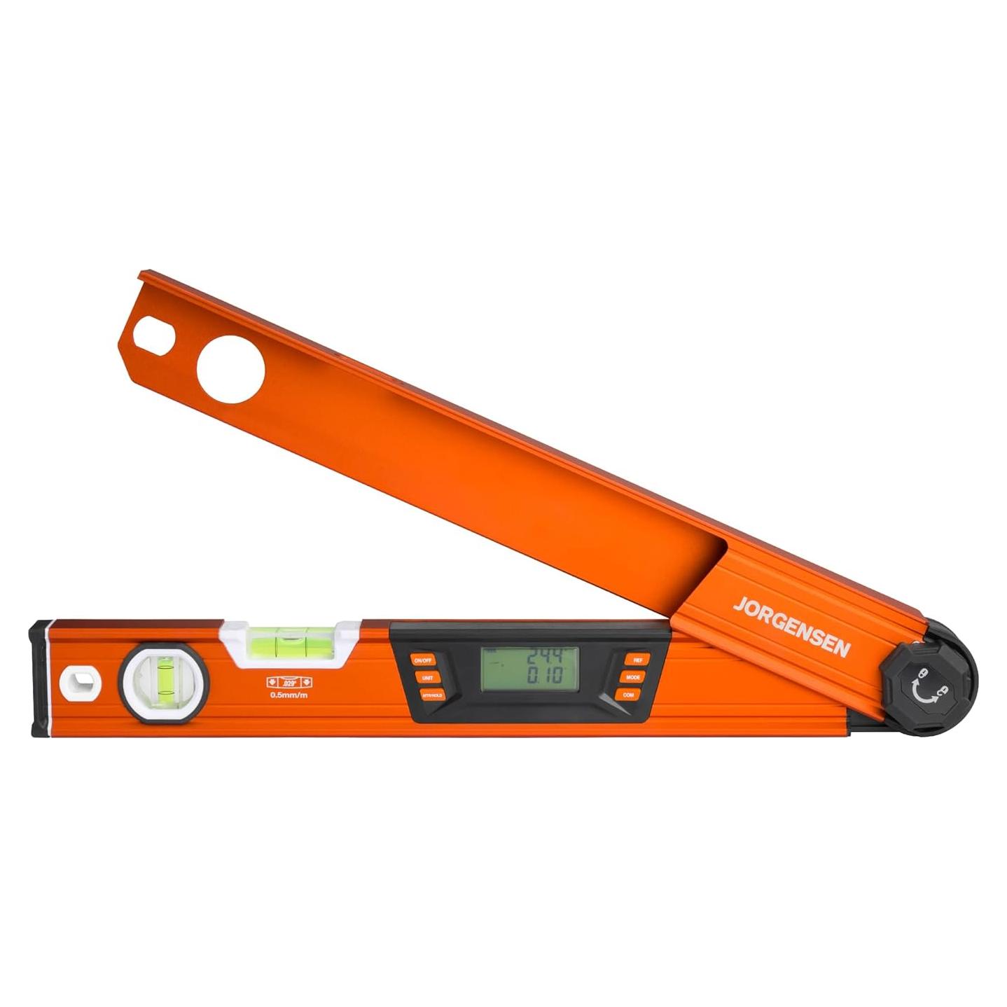JORGENSEN Digital Angle Finder, Multi Angle Finder Tool with Backlit LCD, Protractor Digital Level with Horizontal & Vertical Bubble