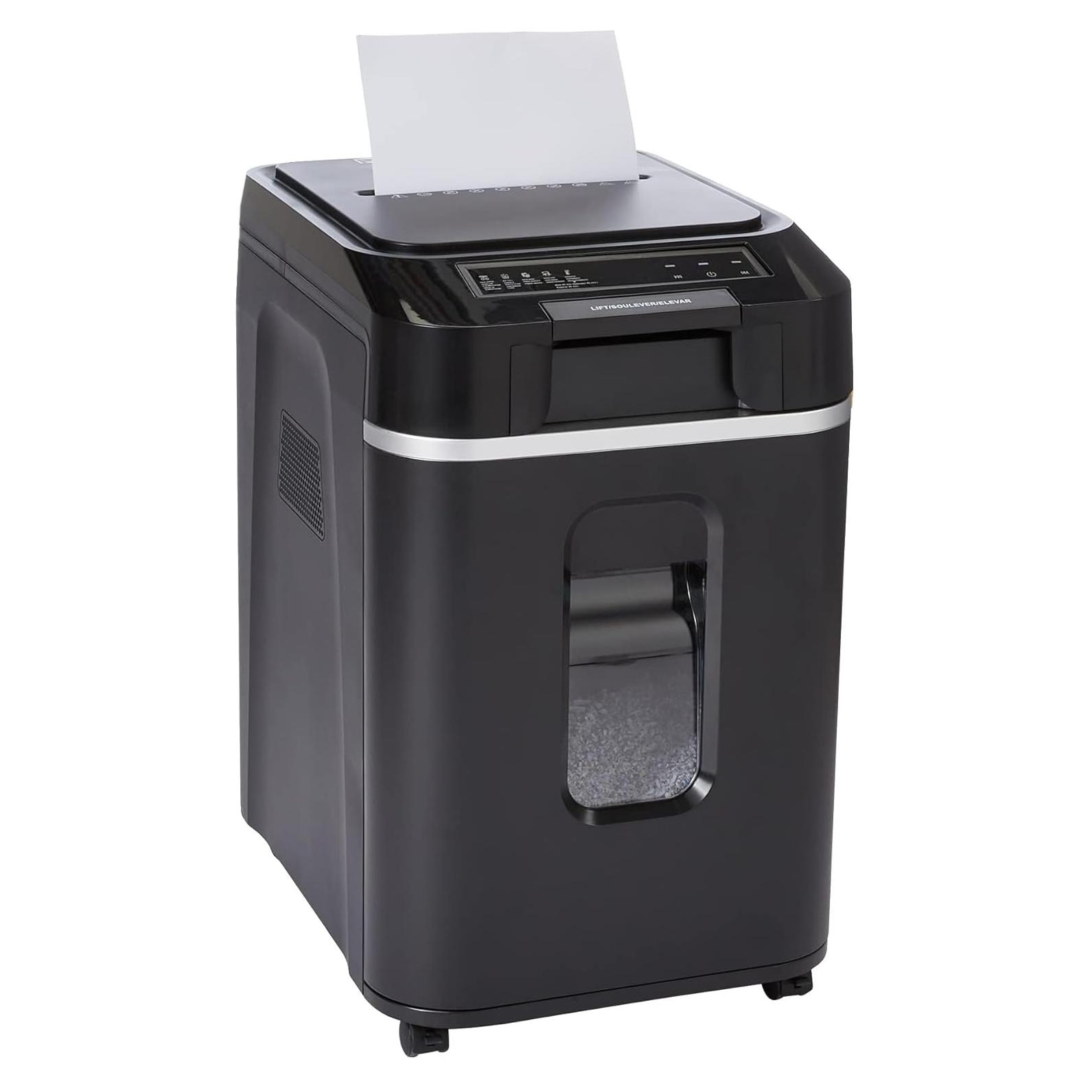 Trituradora de Papel Micro Corte Amazon Basics 200 Hojas Negra