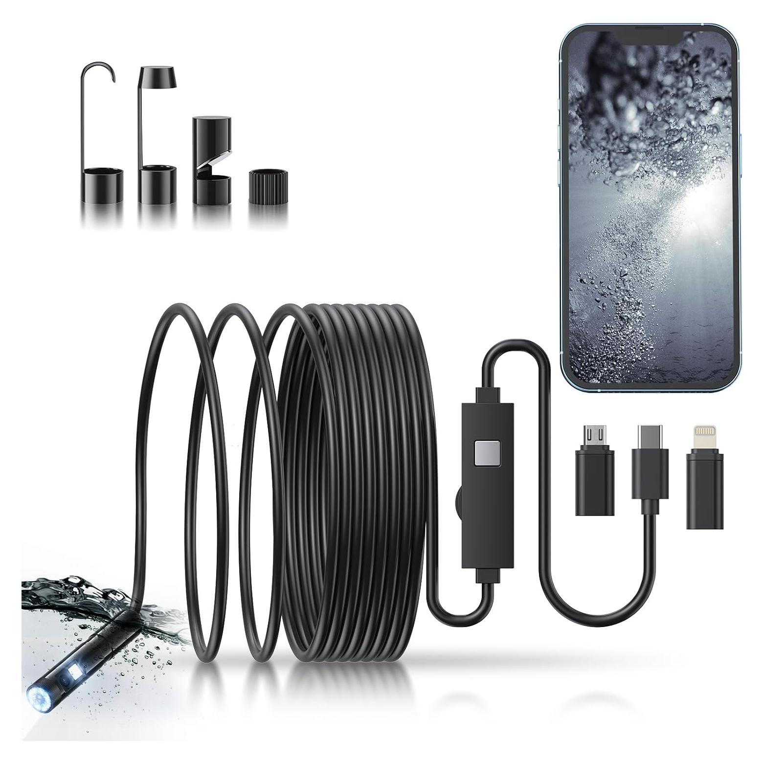 Cámara Endoscopio HD 1920P MugEasy Doble Lente 5m IP67