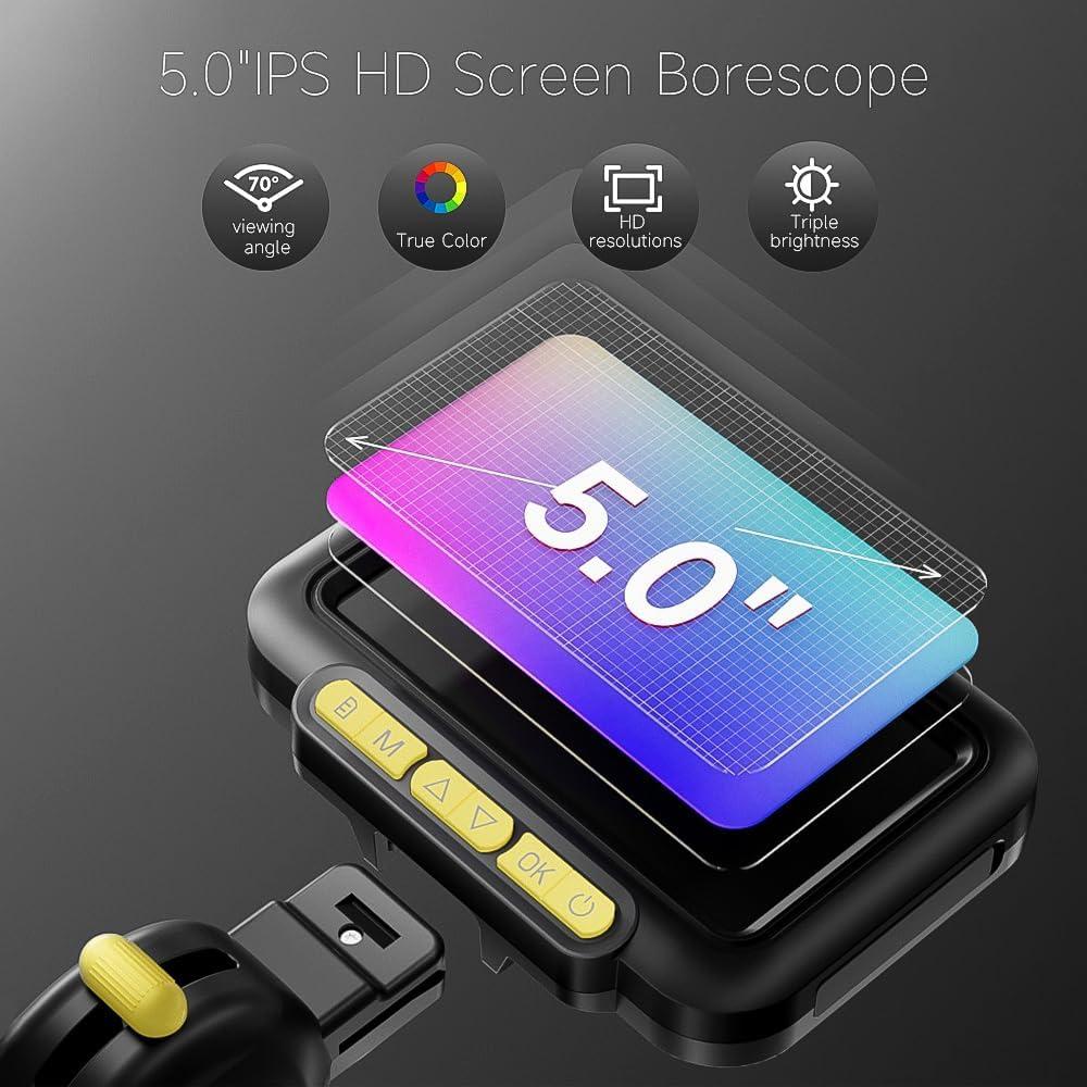 Borescopio Articulado Zealtron 5" HD 1080P con Luz 1.52m