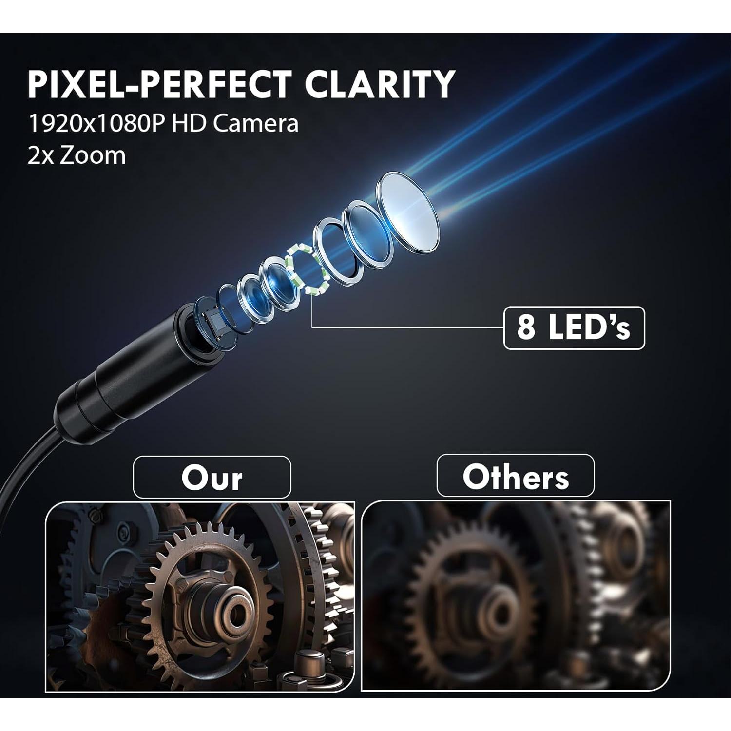 Cámara Endoscopio Amylac 5m IP67 1080P con Luz 4.3"