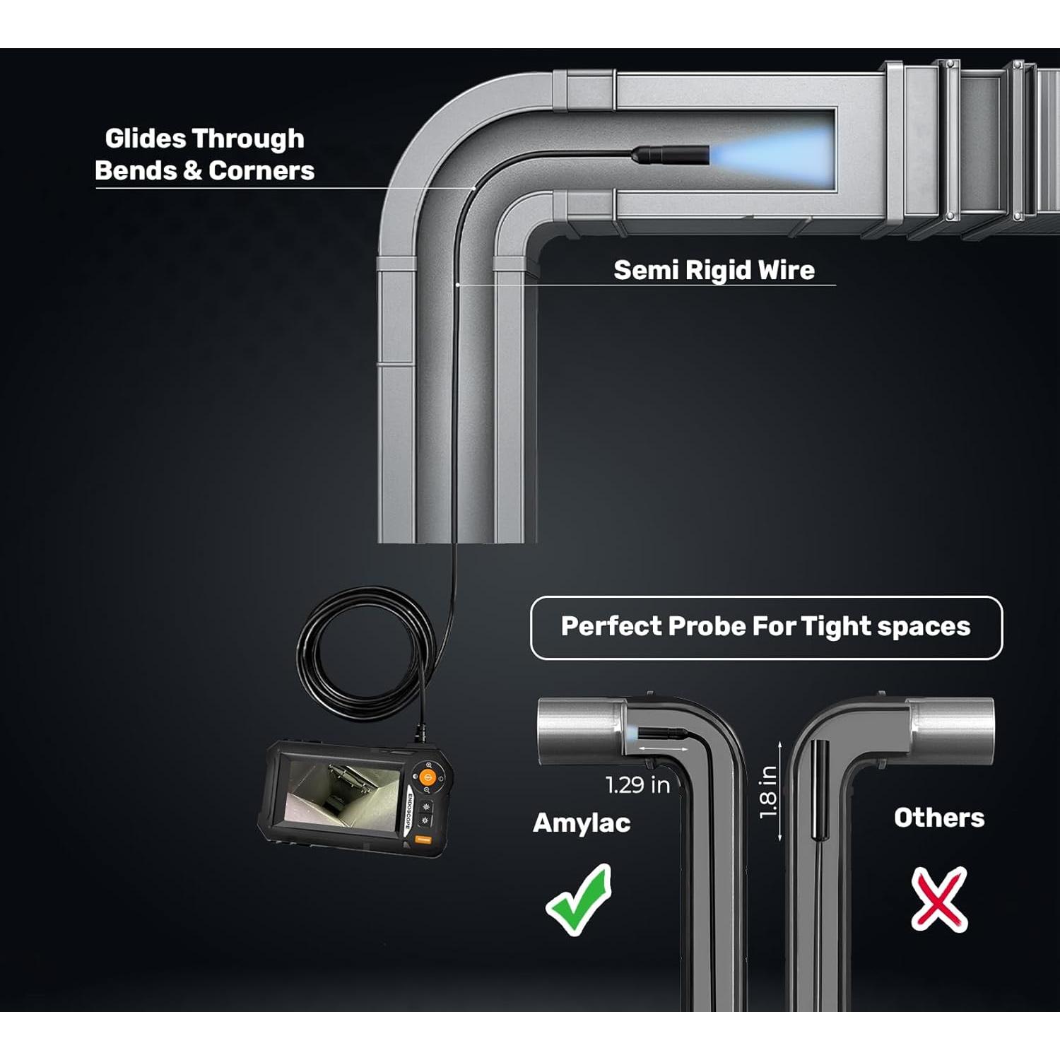 Cámara Endoscopio Amylac 5m IP67 1080P con Luz 4.3"