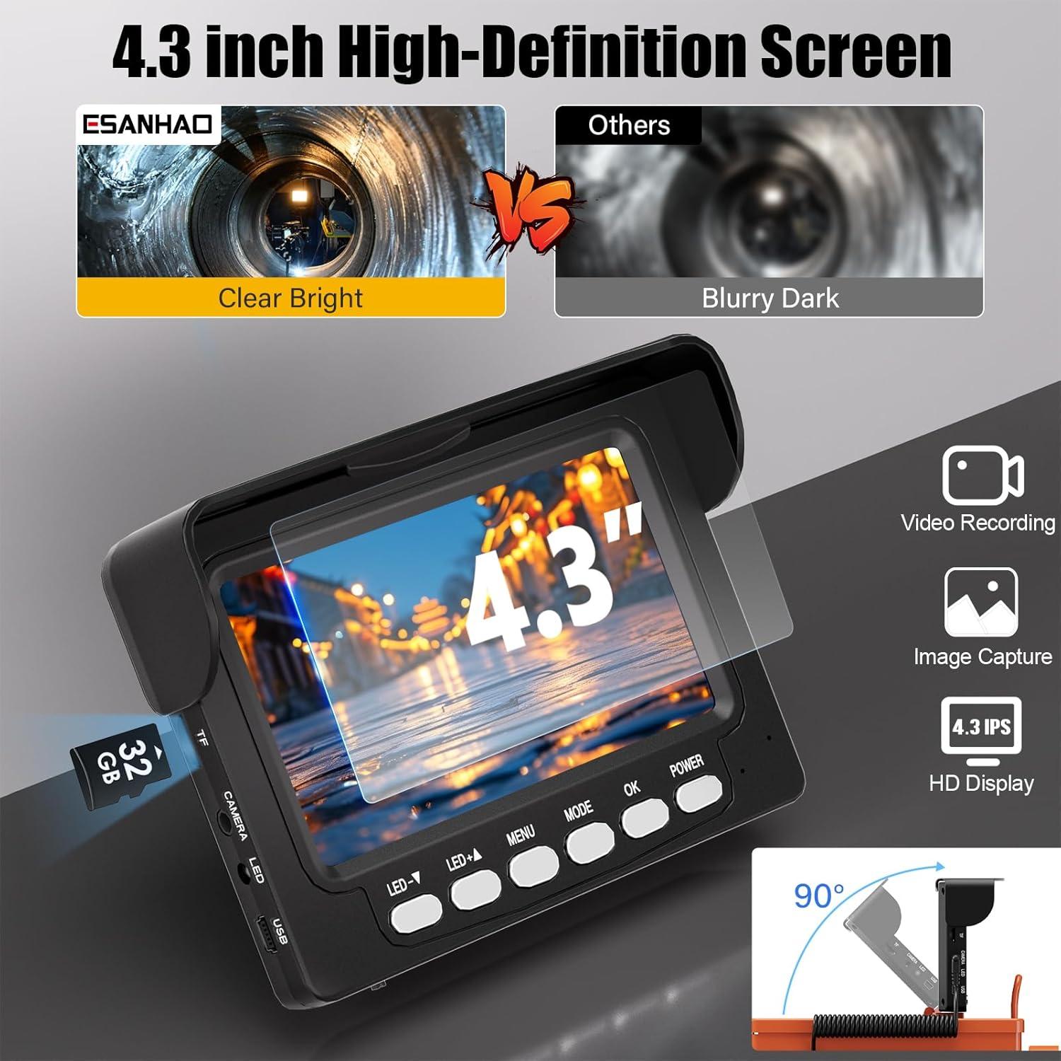 Cámara de Alcantarillado ESANHAO 30M HD 1000TVL 4.3" IPS