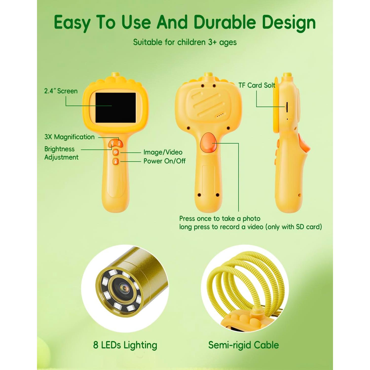 Cámara de Borescopio para Niños Ashfly G21 con Luz LED