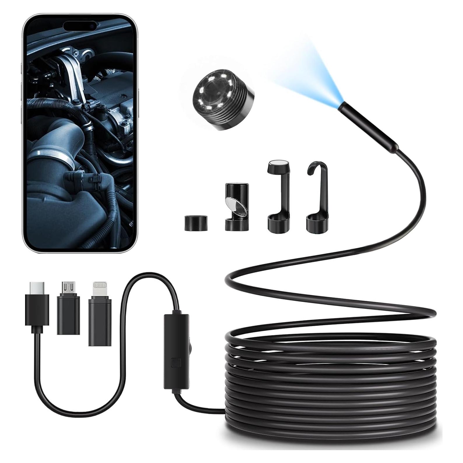 Cámara Endoscopio HD 1920P IP67 5m con Luz para iPhone/Android