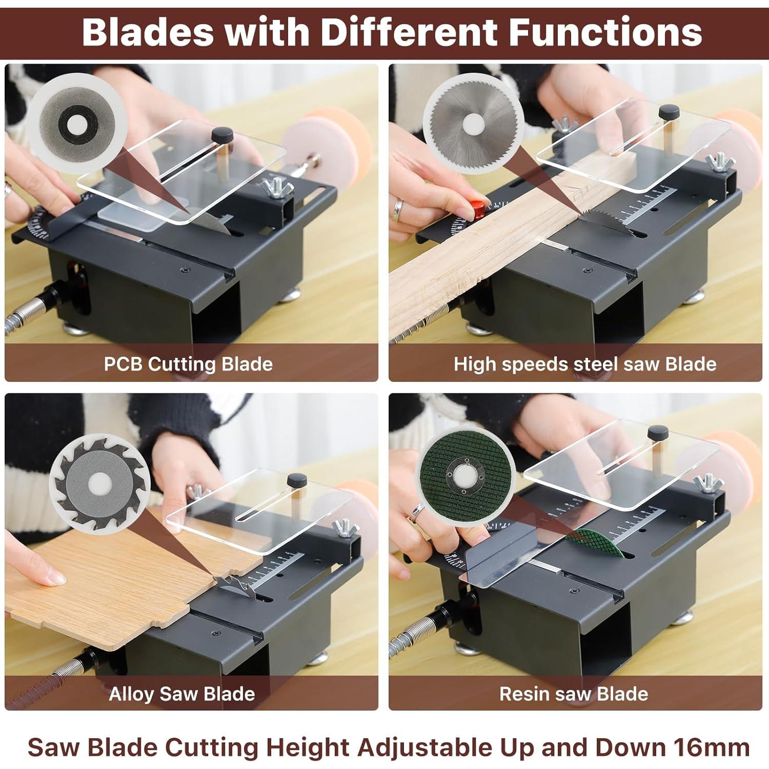 Sierra de Mesa Mini YSJWAER 100W Portátil Ajustable 16mm