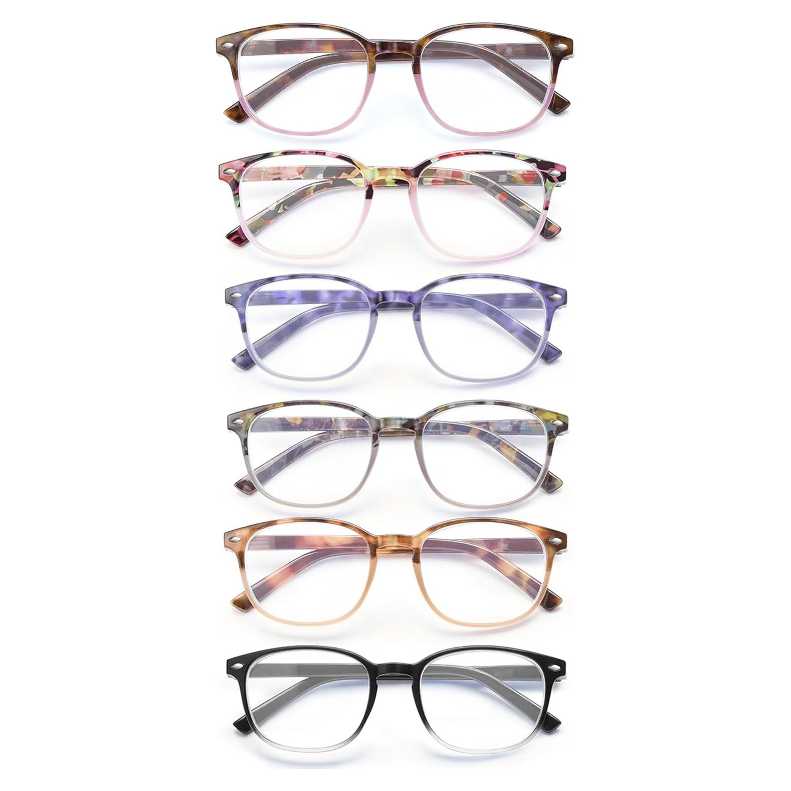 Gafas de lectura con luz azul JM - Paquete de 6 colores +2.25