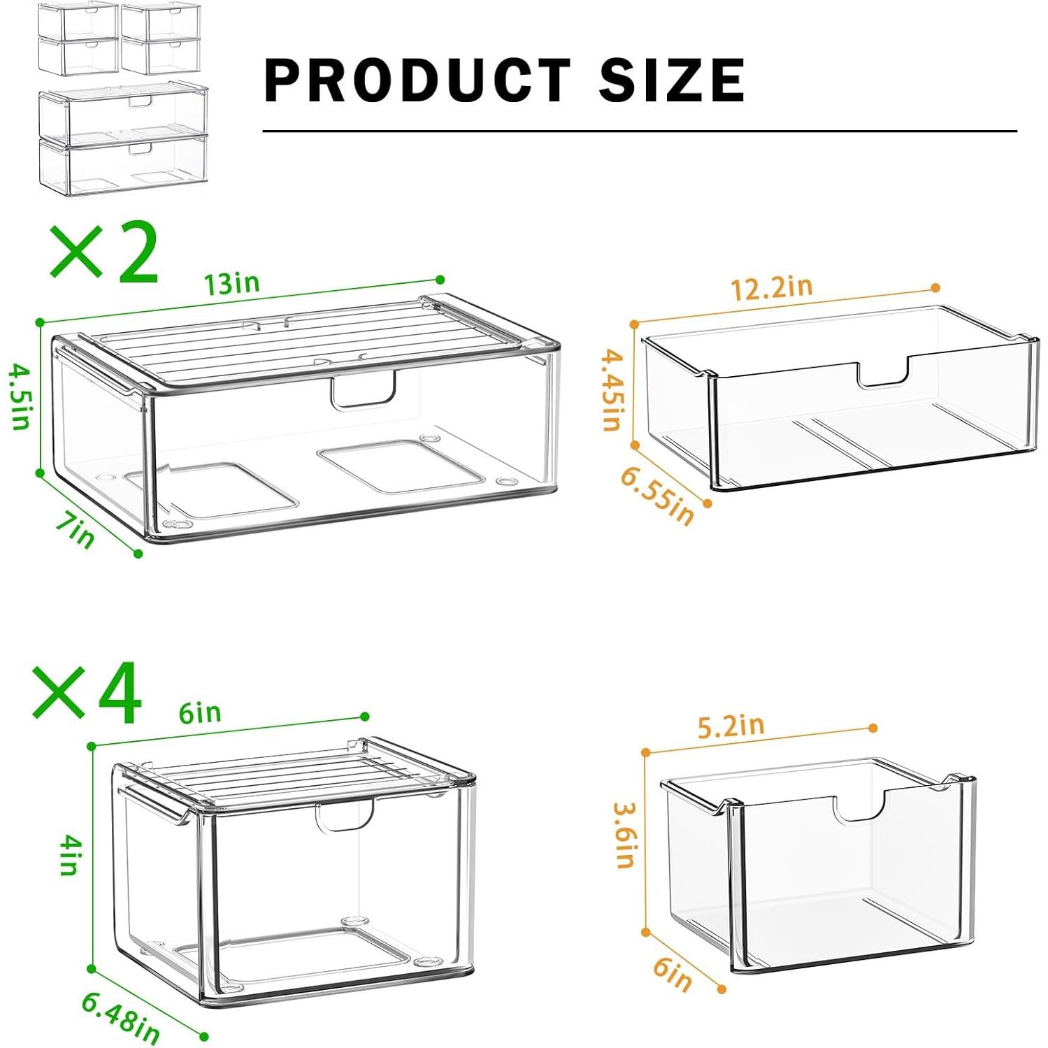 Juego de Cajones de Almacenamiento Acrílico Caktraie 6 Piezas