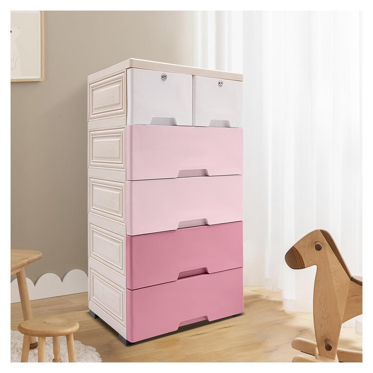 Gabinete de Almacenamiento HOLMZCED 6 Cajones Rosa Gradiente