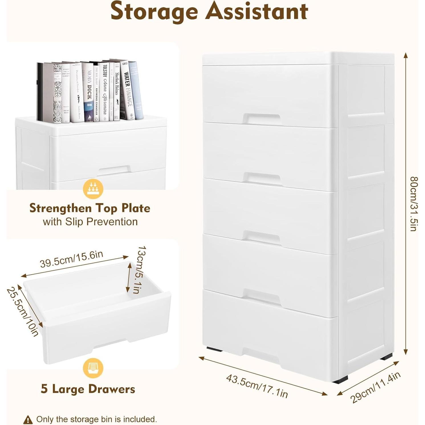 Torre de Almacenamiento Vertical DKSLALALI 5 Cajones Blanca