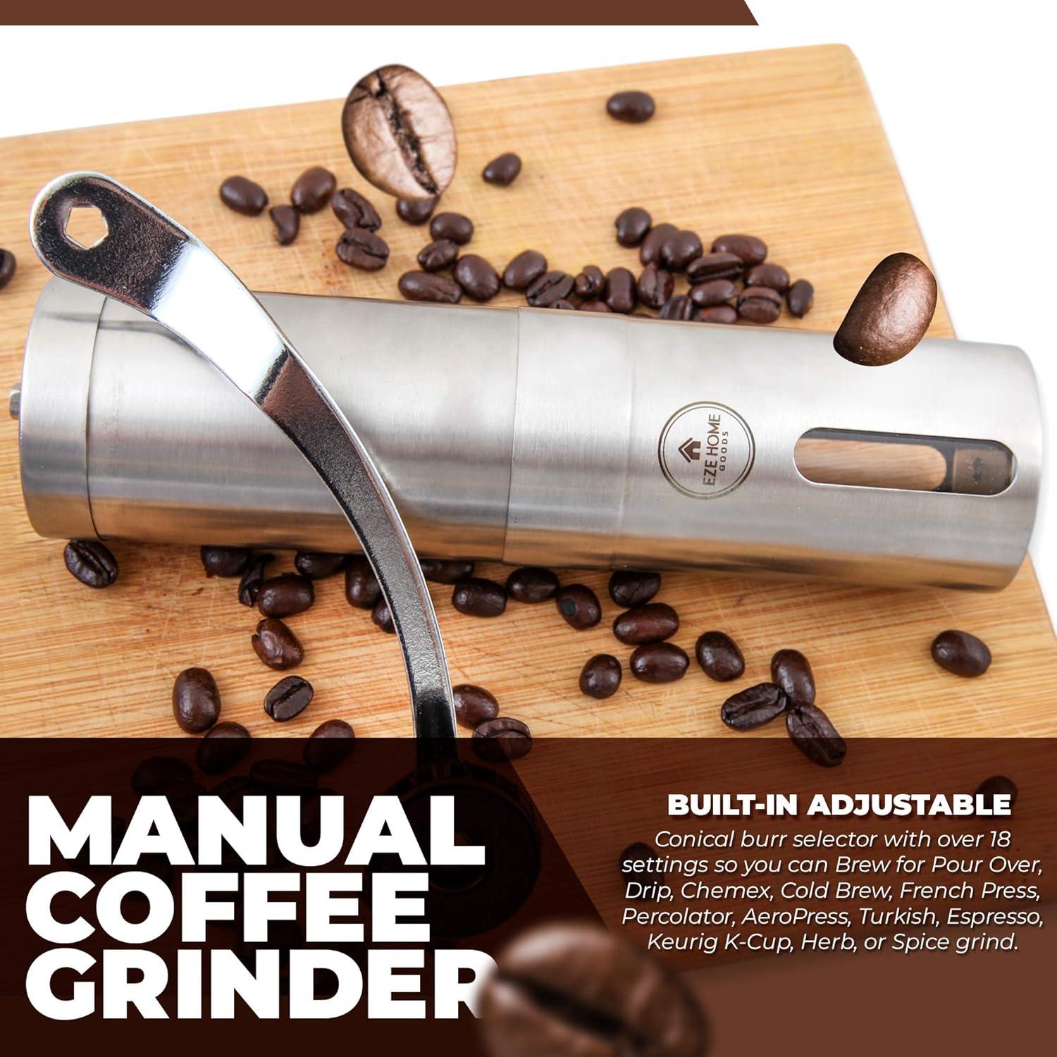 Molino de Café Manual EZE Homegoods Acero Inoxidable 220g