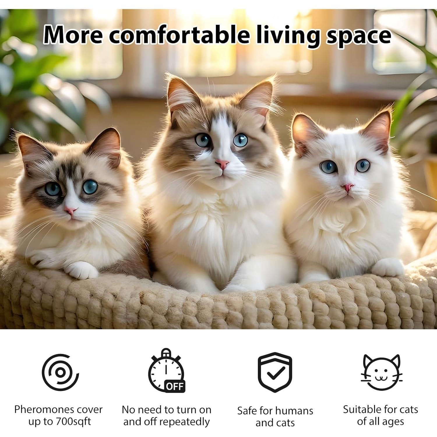 Difusor Calmante para Gatos Alivio Estrés Feromonas 3 Unidades