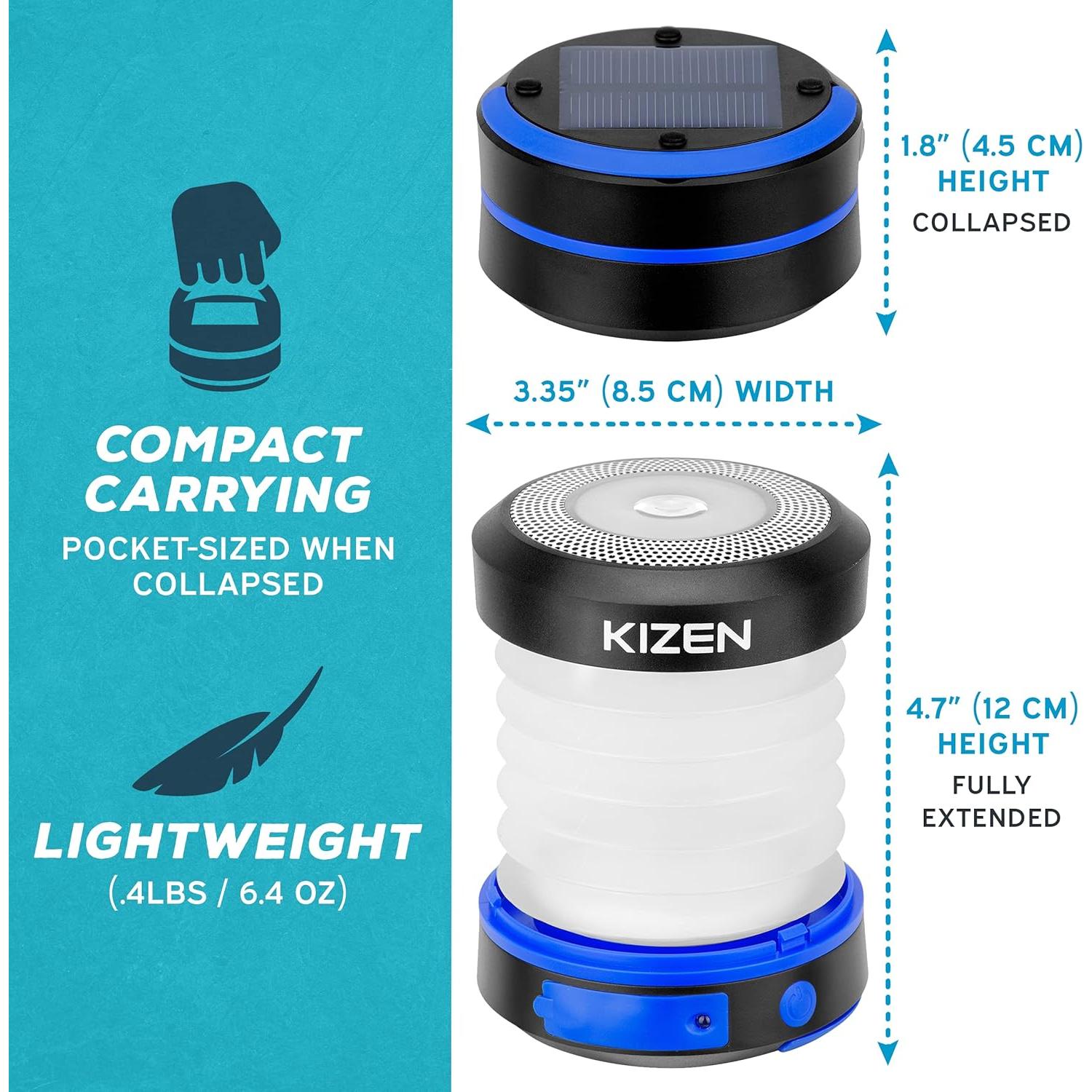 Linterna Solar Kizen Plegable LED 1000 mAh Azul