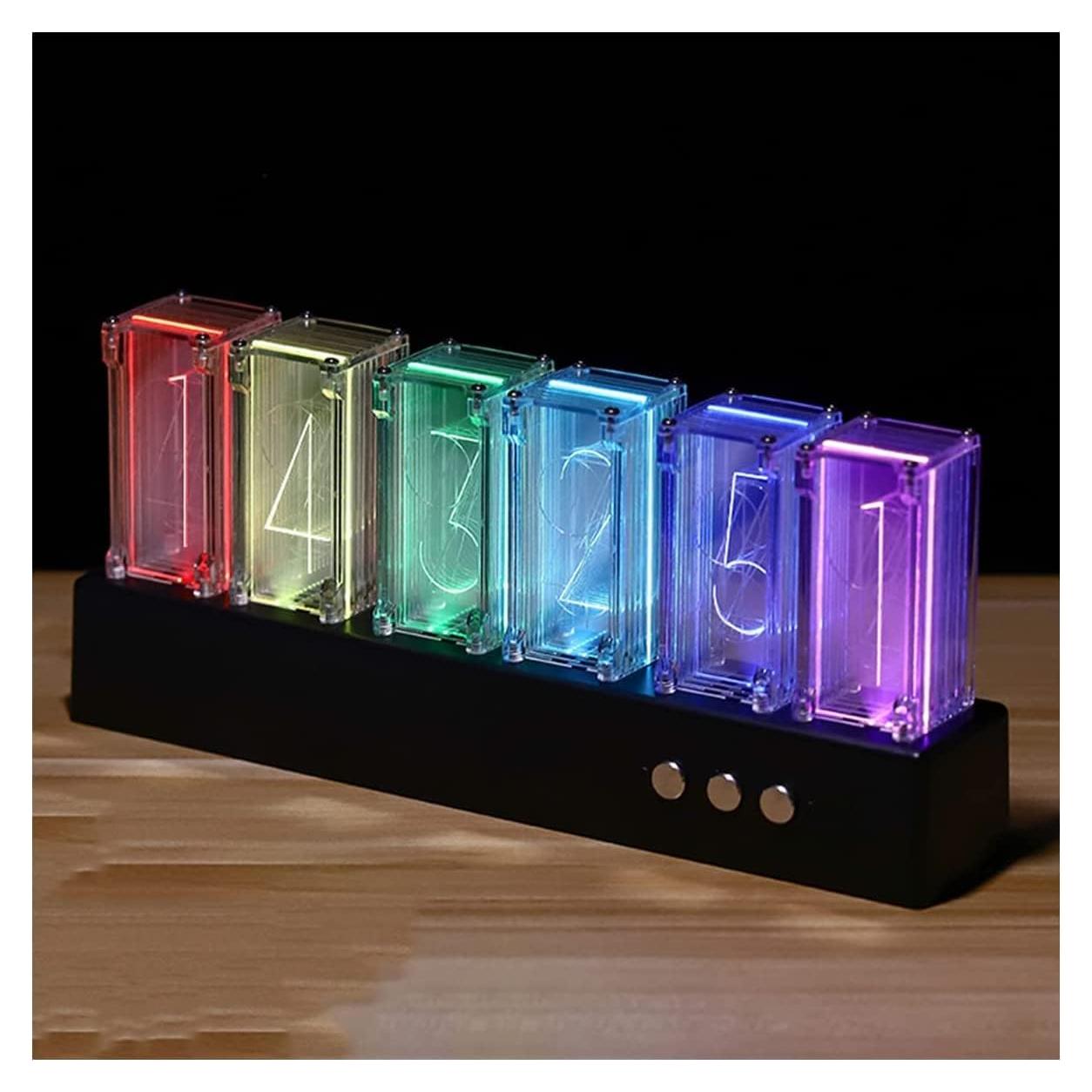 Reloj de Tubo Nixie WJFMZS LED RGB Digital 26x11 cm