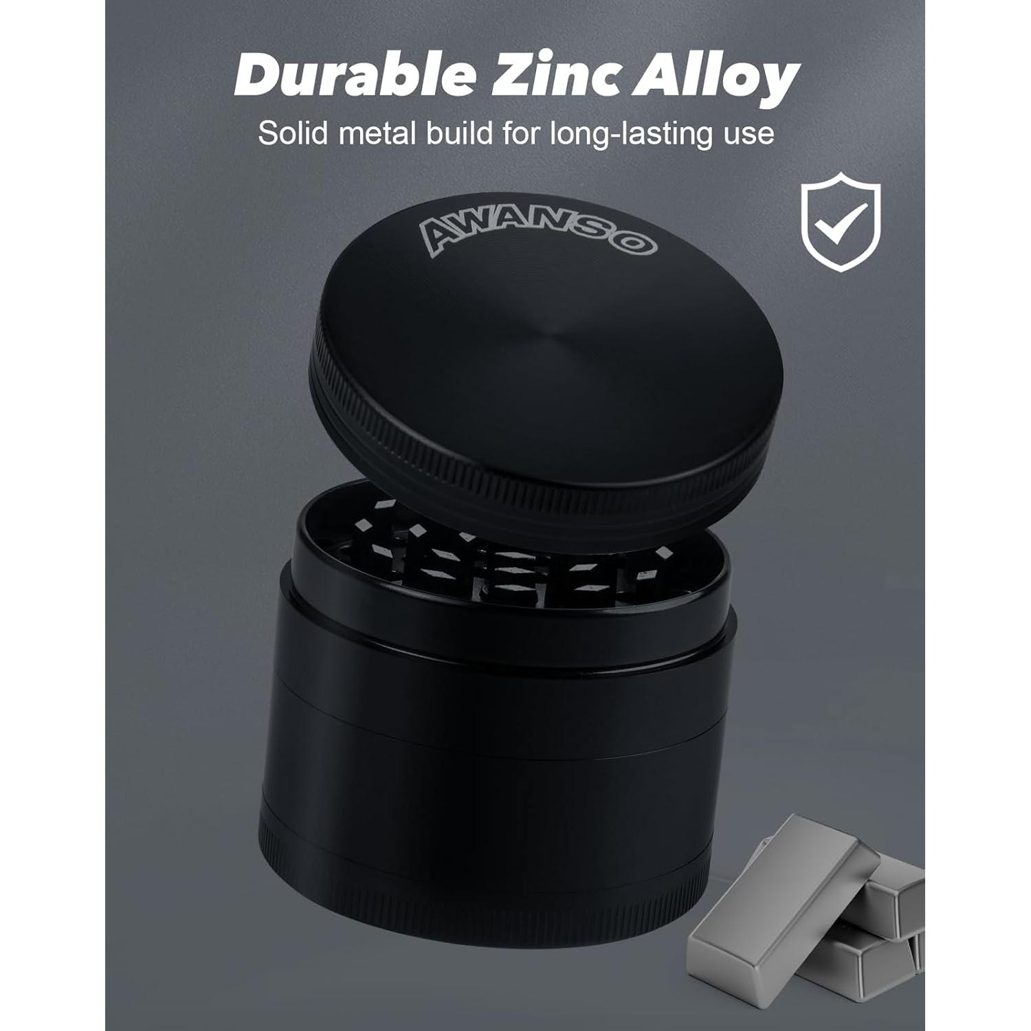 Molino de Especias Manual Awanso 2" Zinc Negro Duradero