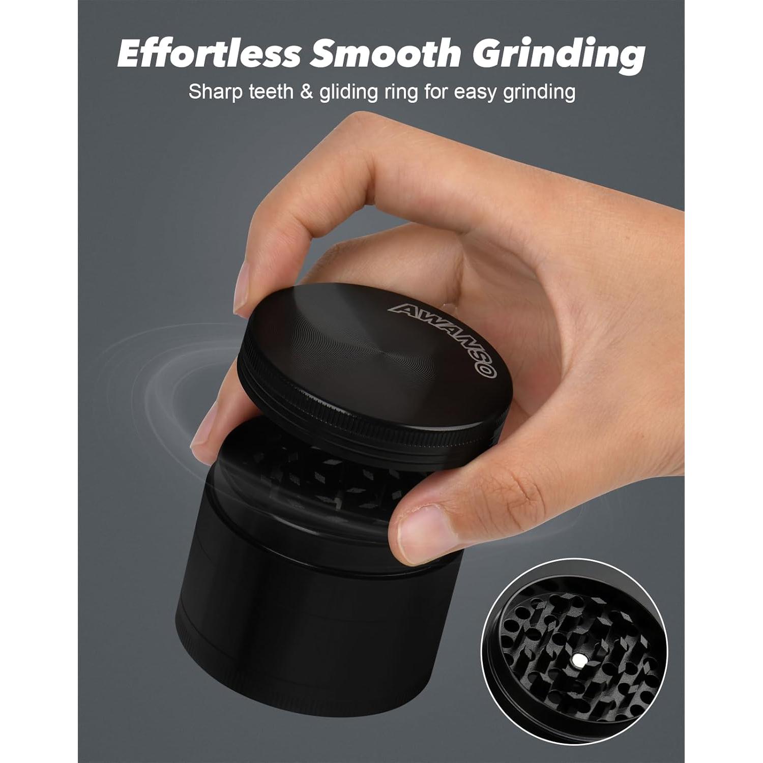 Molino de Especias Manual Awanso 2" Zinc Negro Duradero