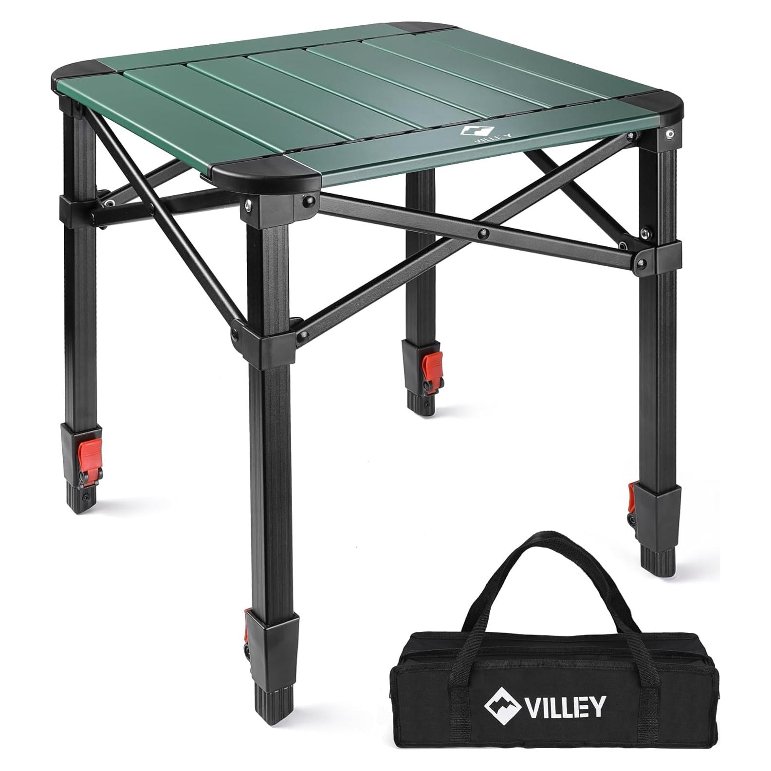 Mesa de Camping Plegable VILLEY Verde 39.88x39.88cm Ajustable