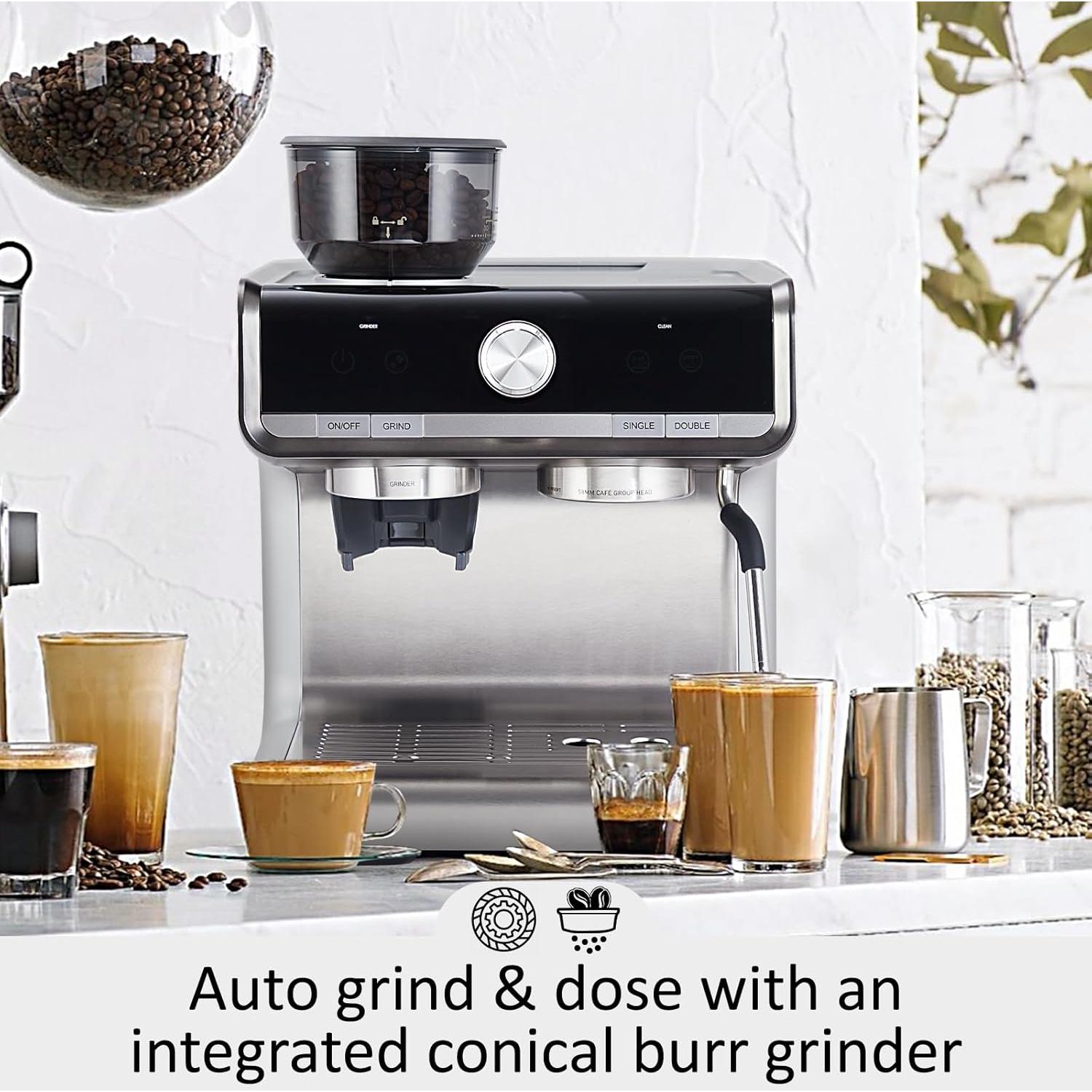 Máquina de Espresso Takywep 20 Bar con Molinillo y Espumador 2.8L