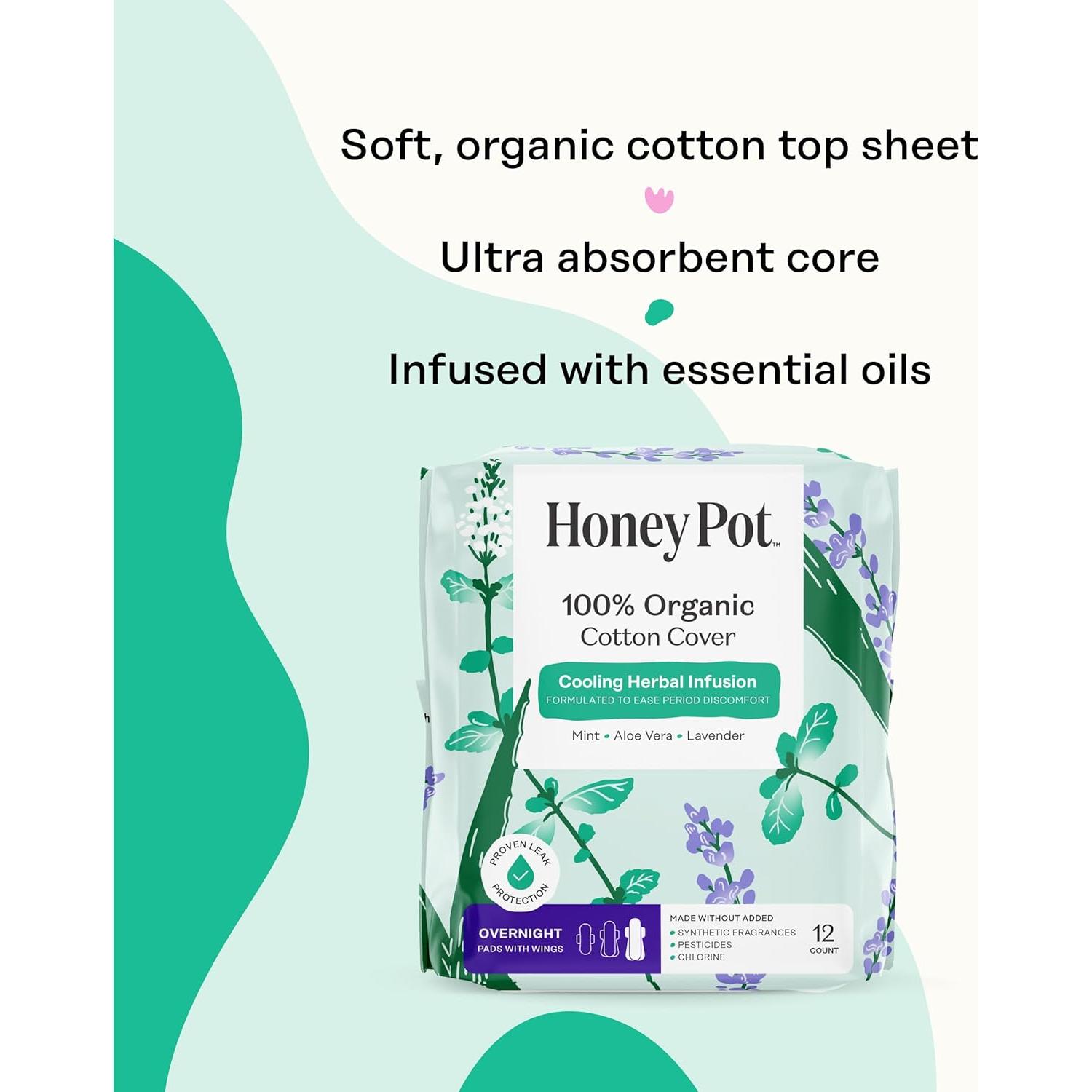 Compresas Nocturnas Herbales The Honey Pot - 12 Unidades