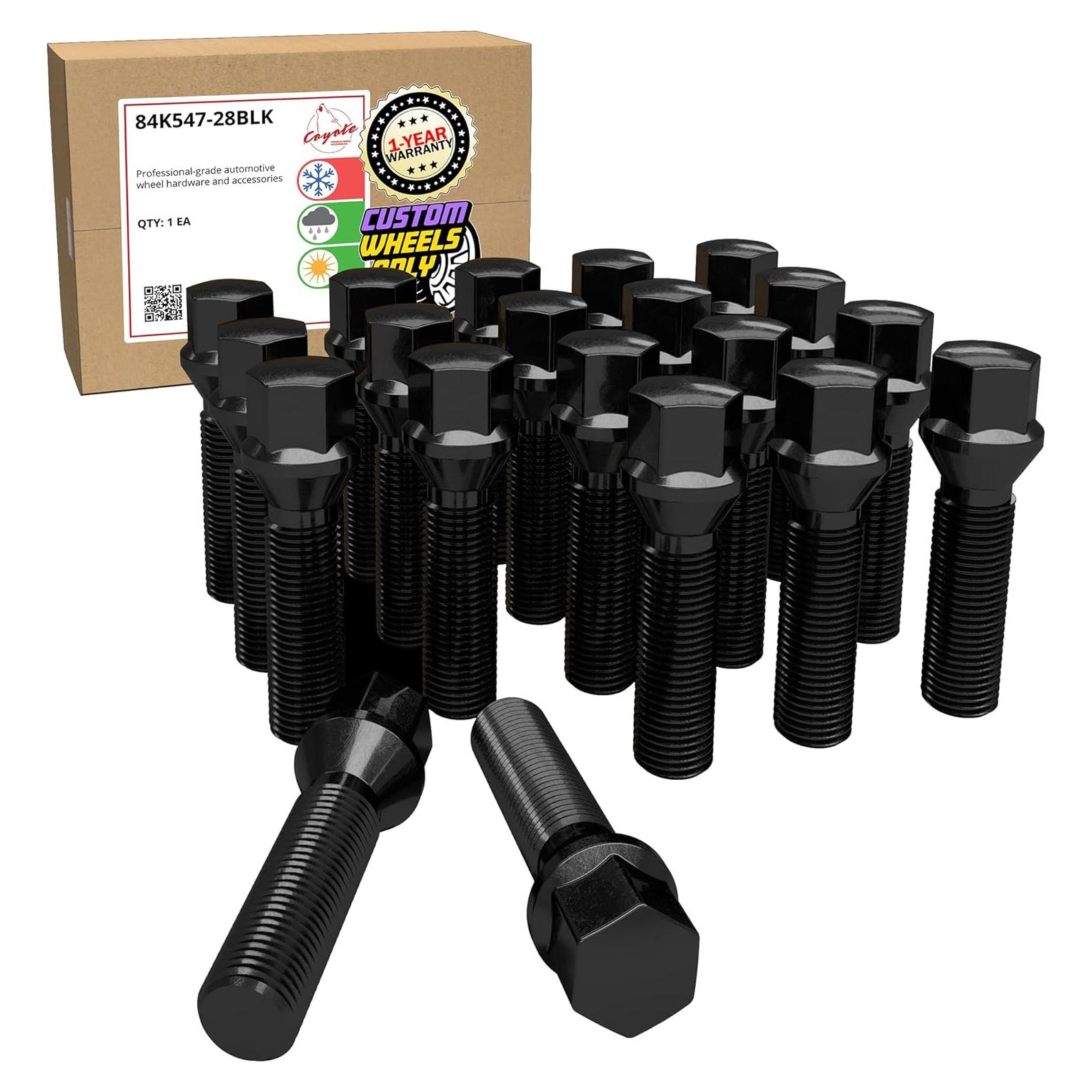 Tornillos de Tuerca Acorn M12x1.5 20 Pcs Negro Accesorios de Rueda