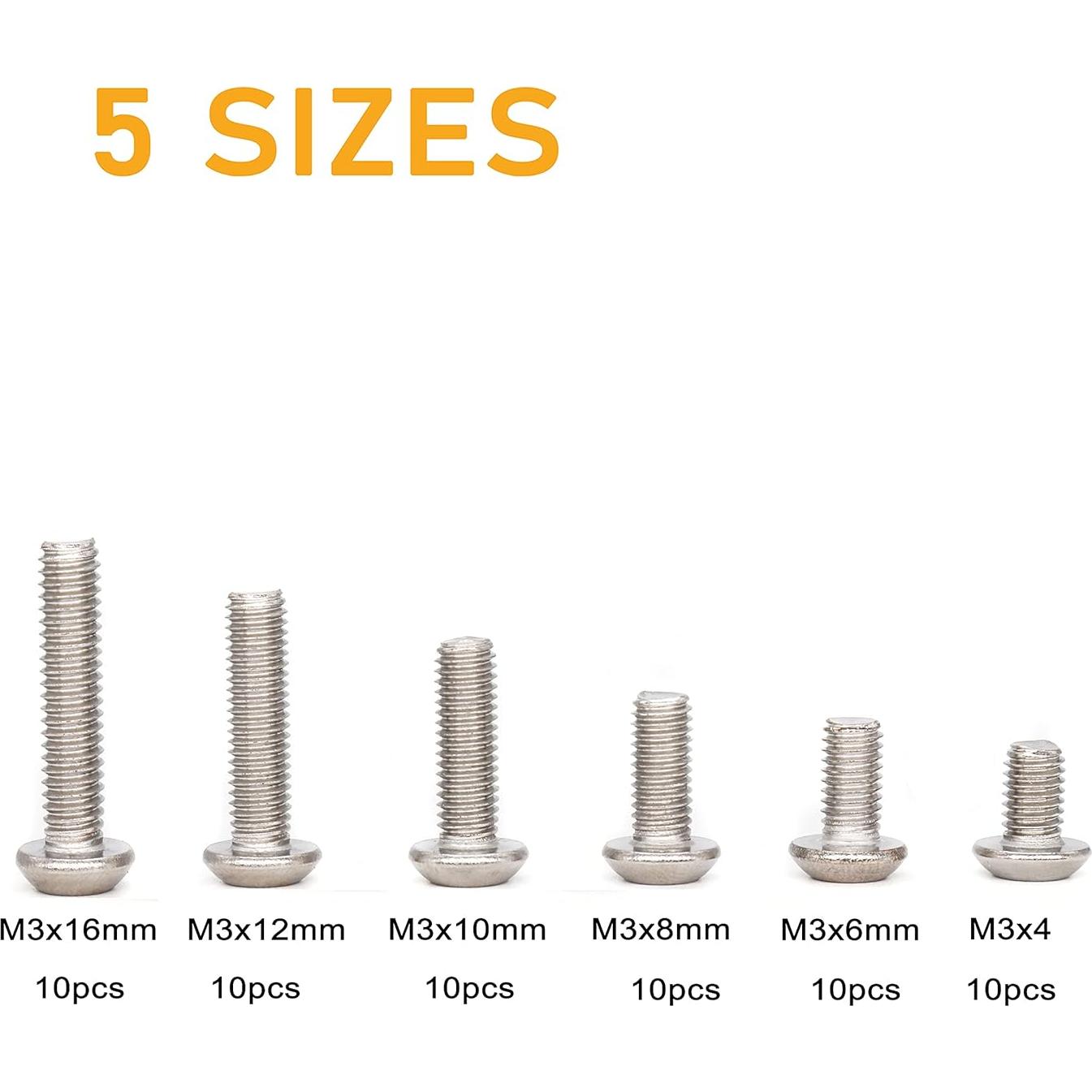 Kit de Tornillos de Seguridad Torx T10 - 60 Pcs M3 Acero Inoxidable